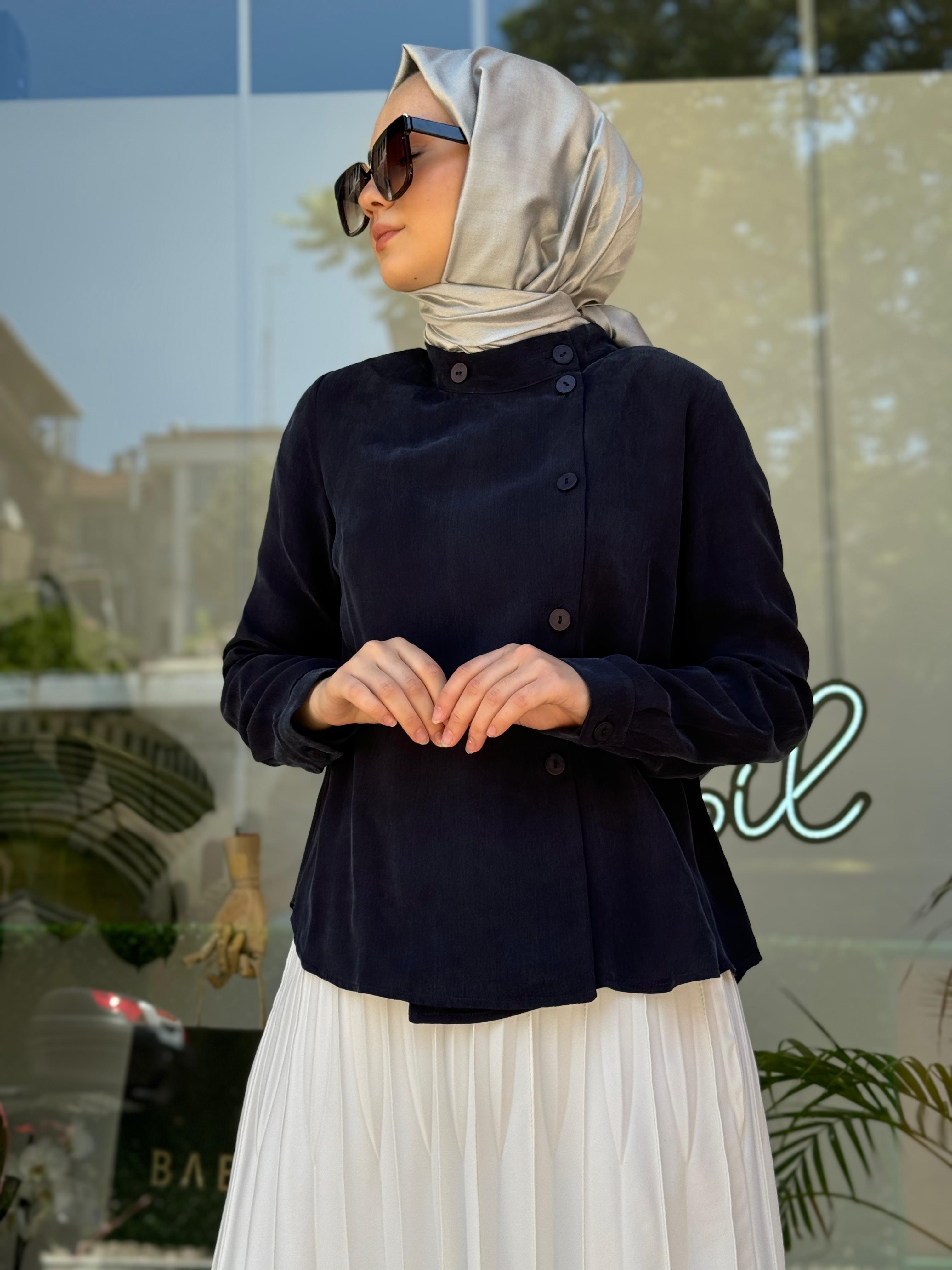 Misswhence İpek Ceket Lacivert 35208