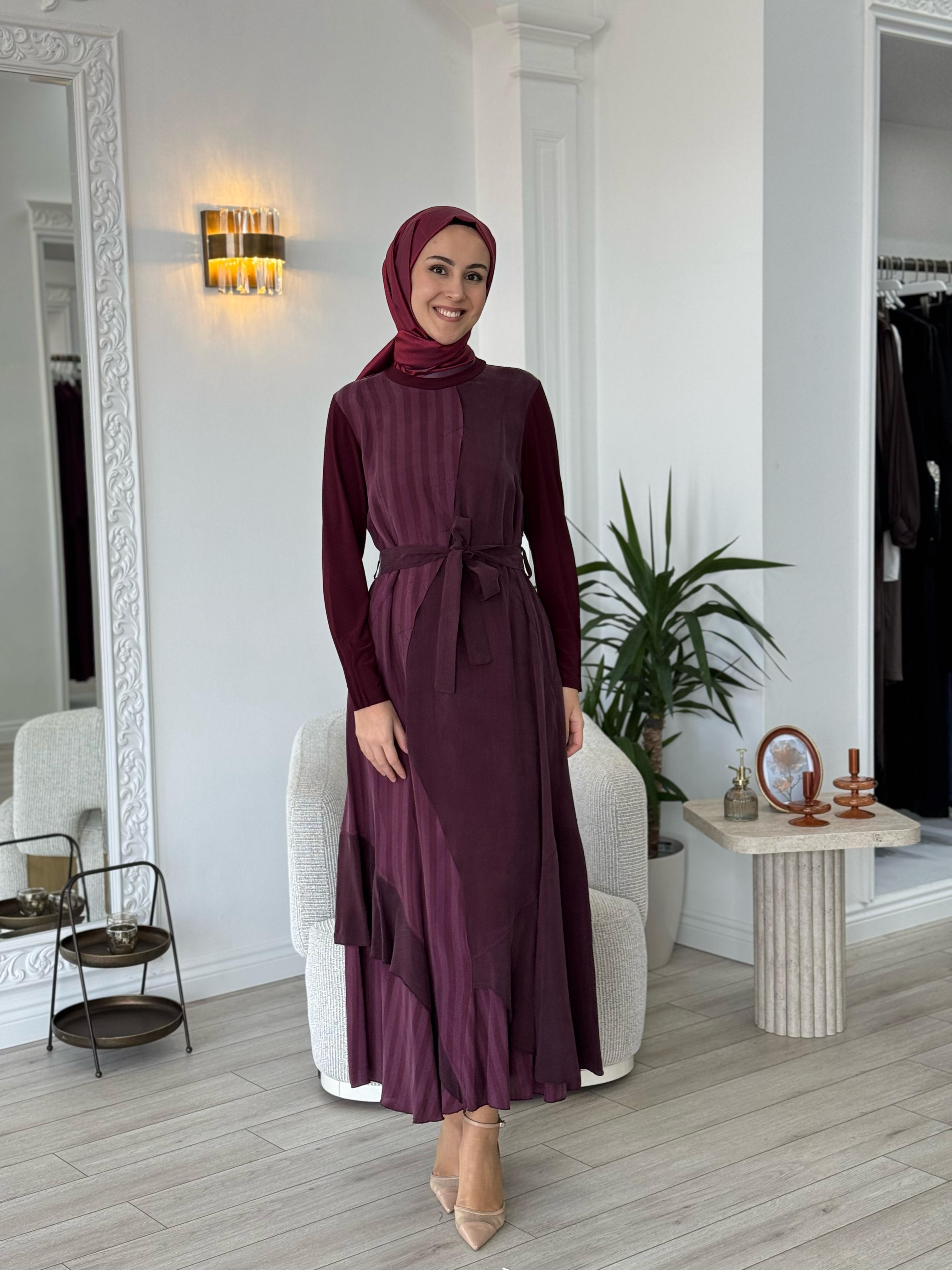 Misswhence İpek Elbise Bordo 37839