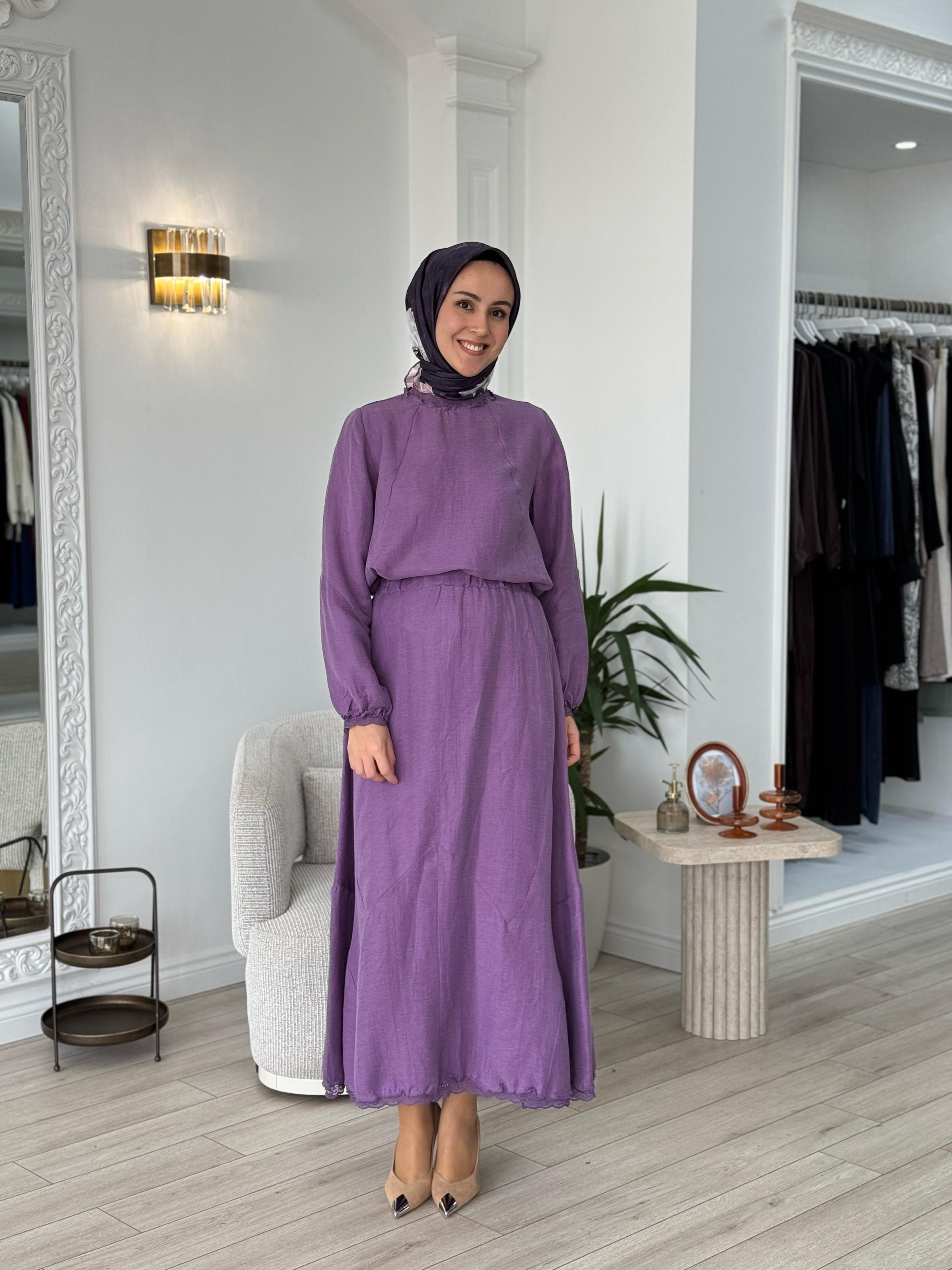 Misswhence İpek Keten Takım Lila 37000
