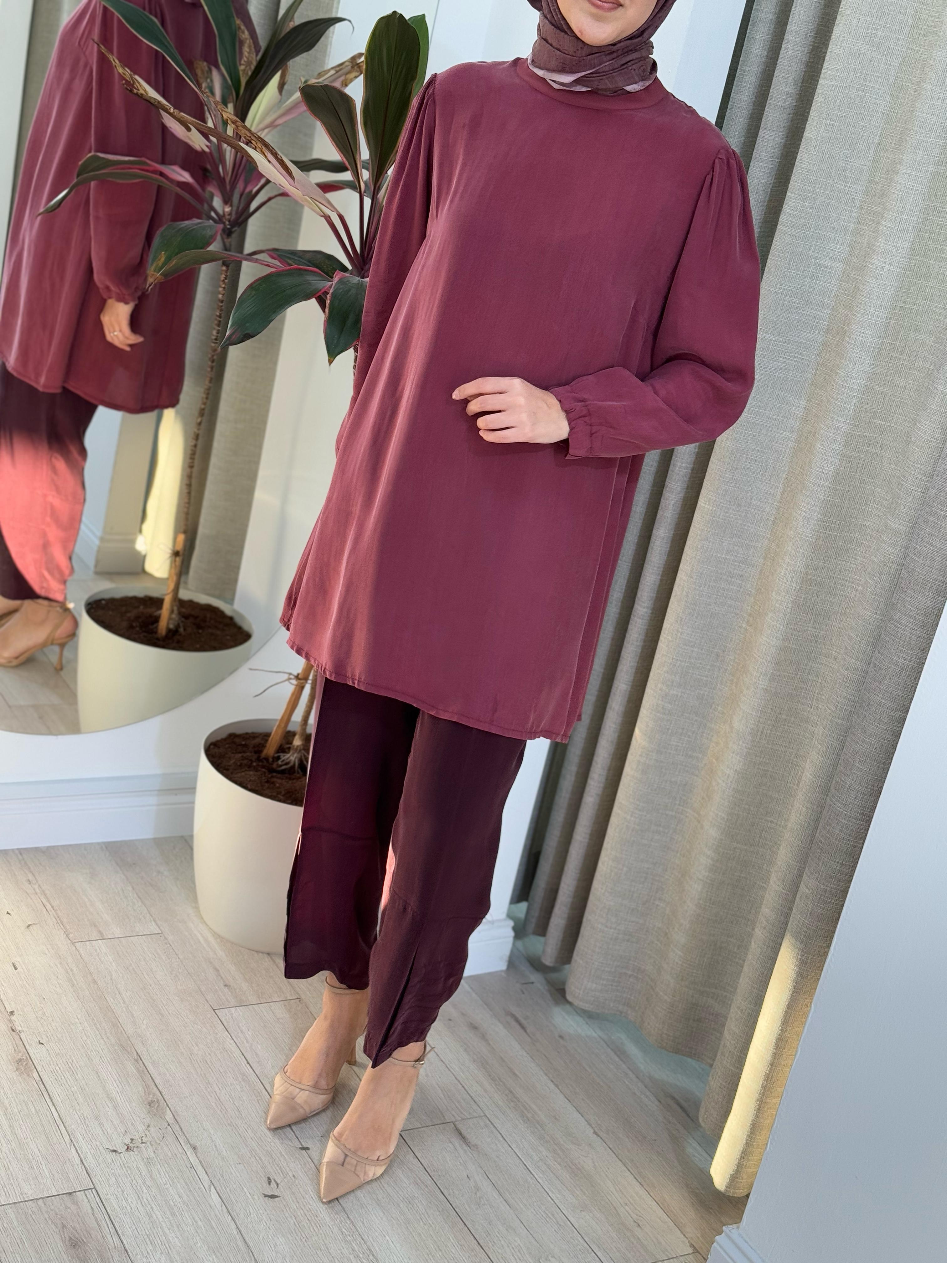 Misswhence İpek Pantolon Bordo 37108