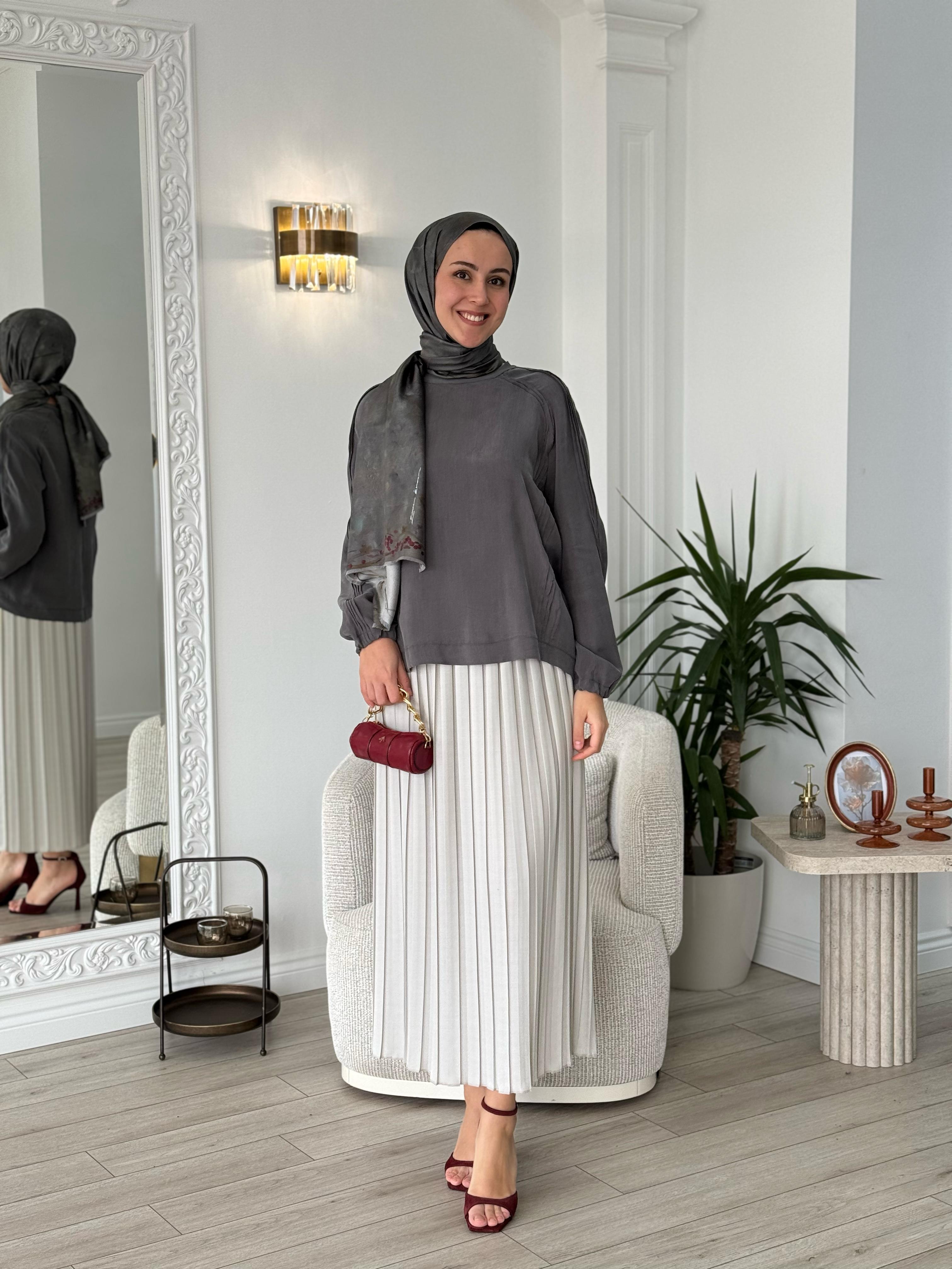 Misswhence İpek Tunik Gri 37004