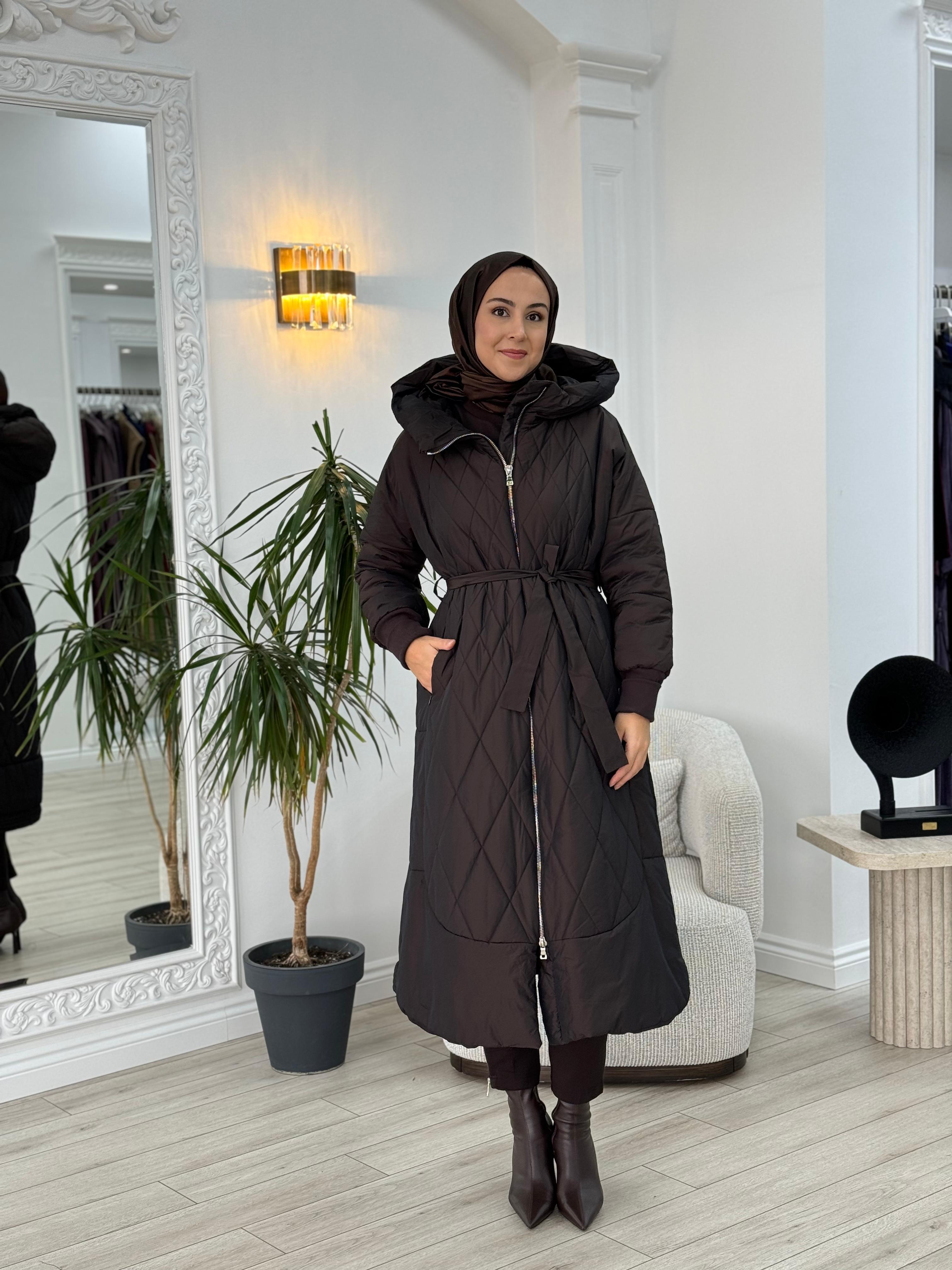 Misswhence Kapitoneli Şişme Pardesü Kahverengi 36533