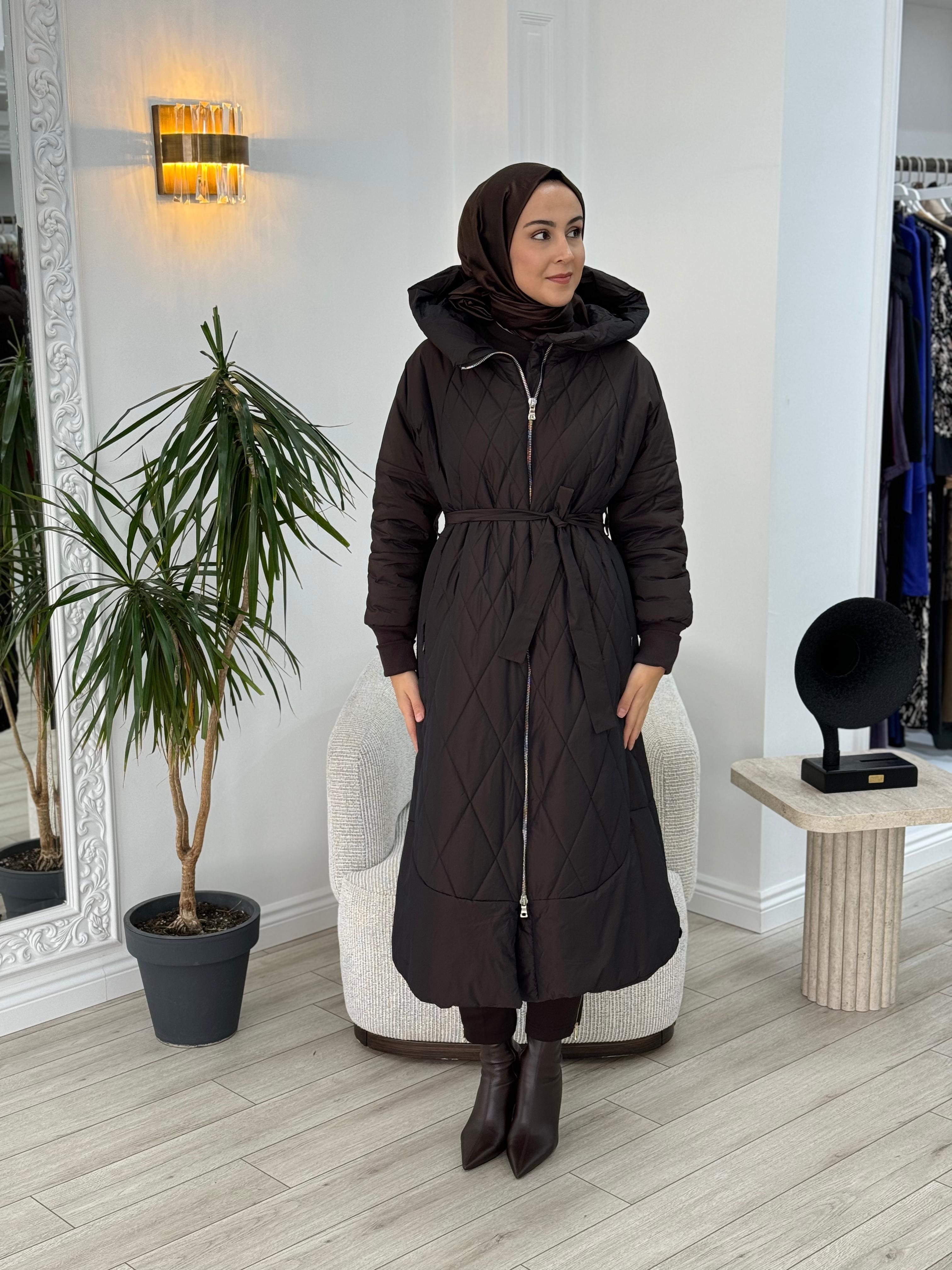 Misswhence Kapitoneli Şişme Pardesü Kahverengi 36533