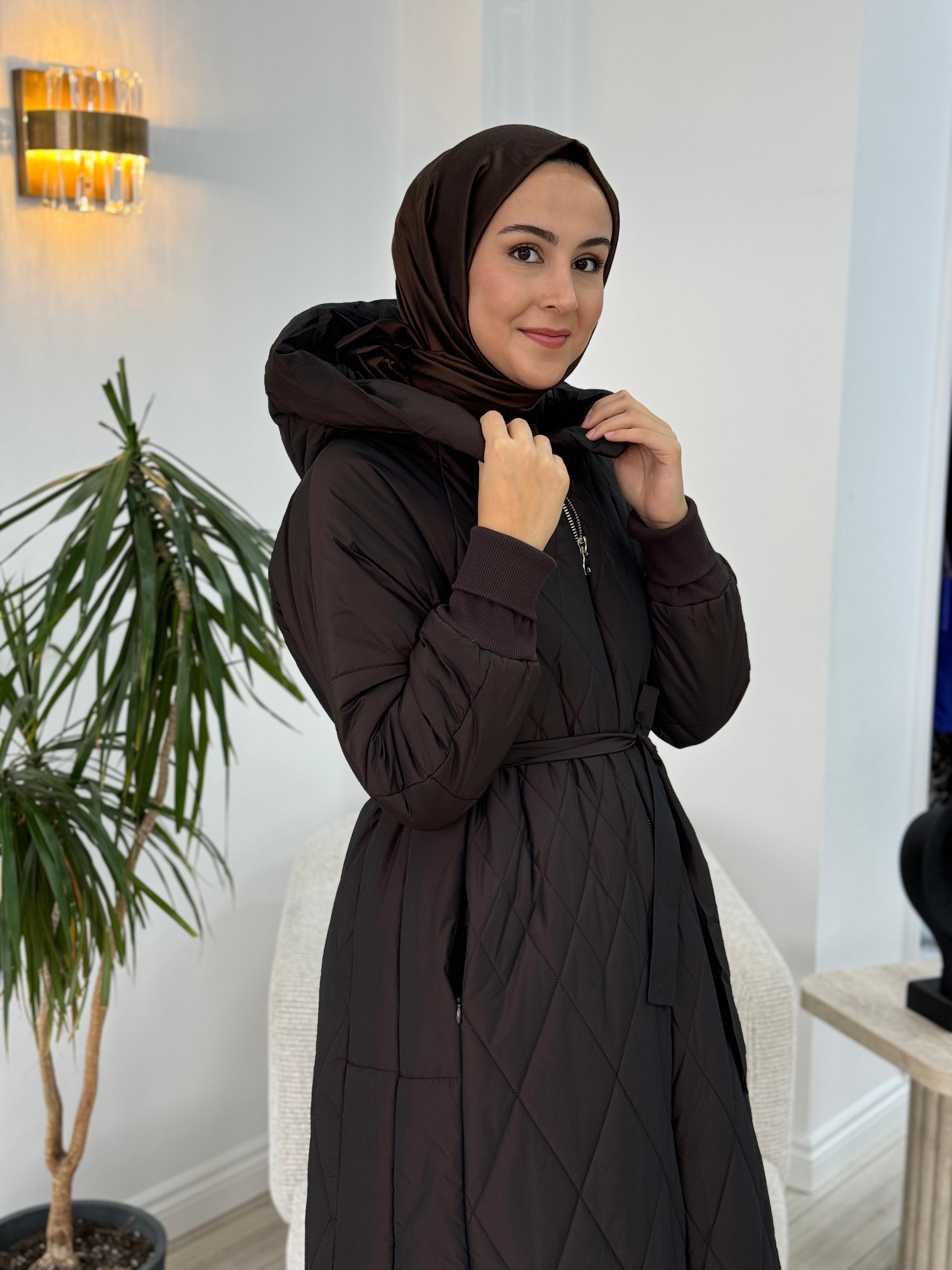 Misswhence Kapitoneli Şişme Pardesü Kahverengi 36533