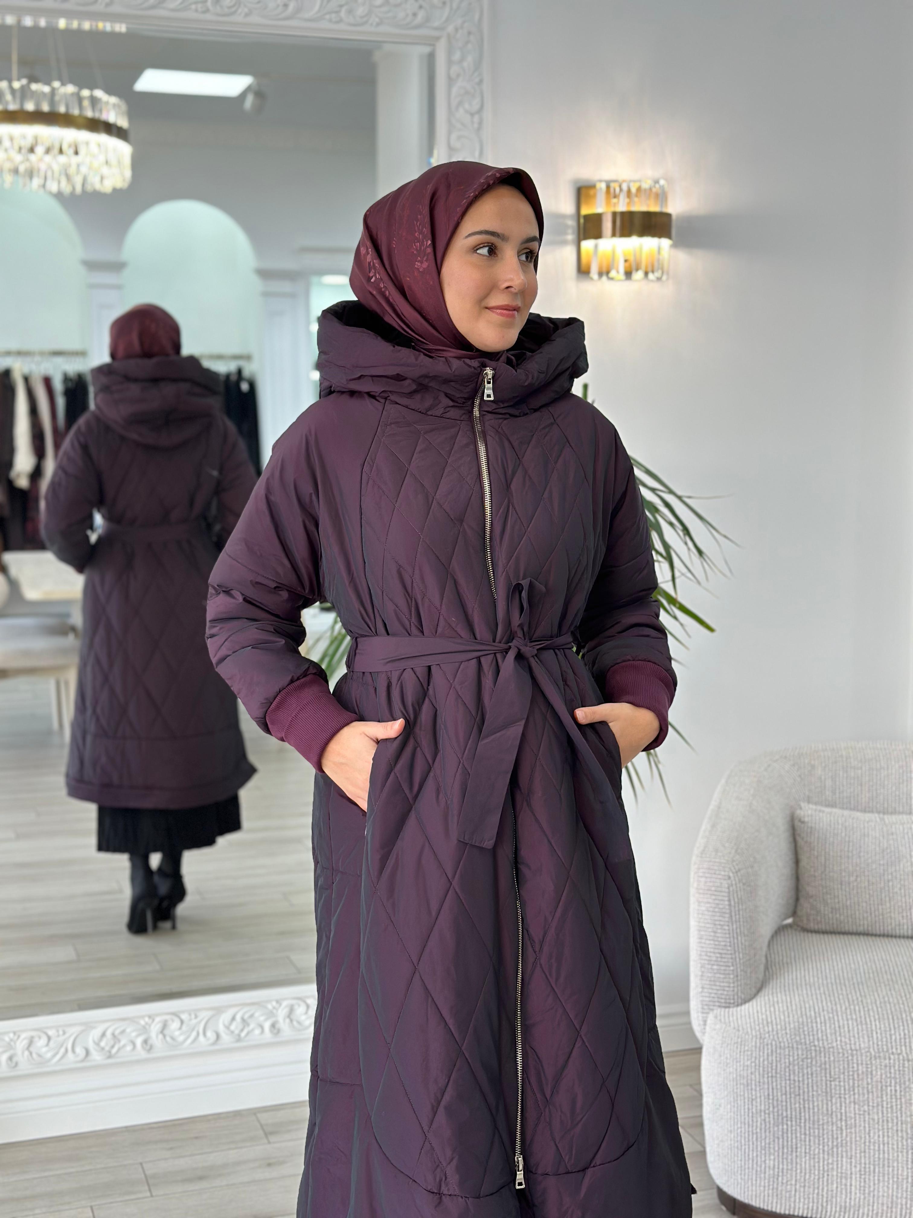 Misswhence Kapitoneli Şişme Pardesü Mürdüm 36533