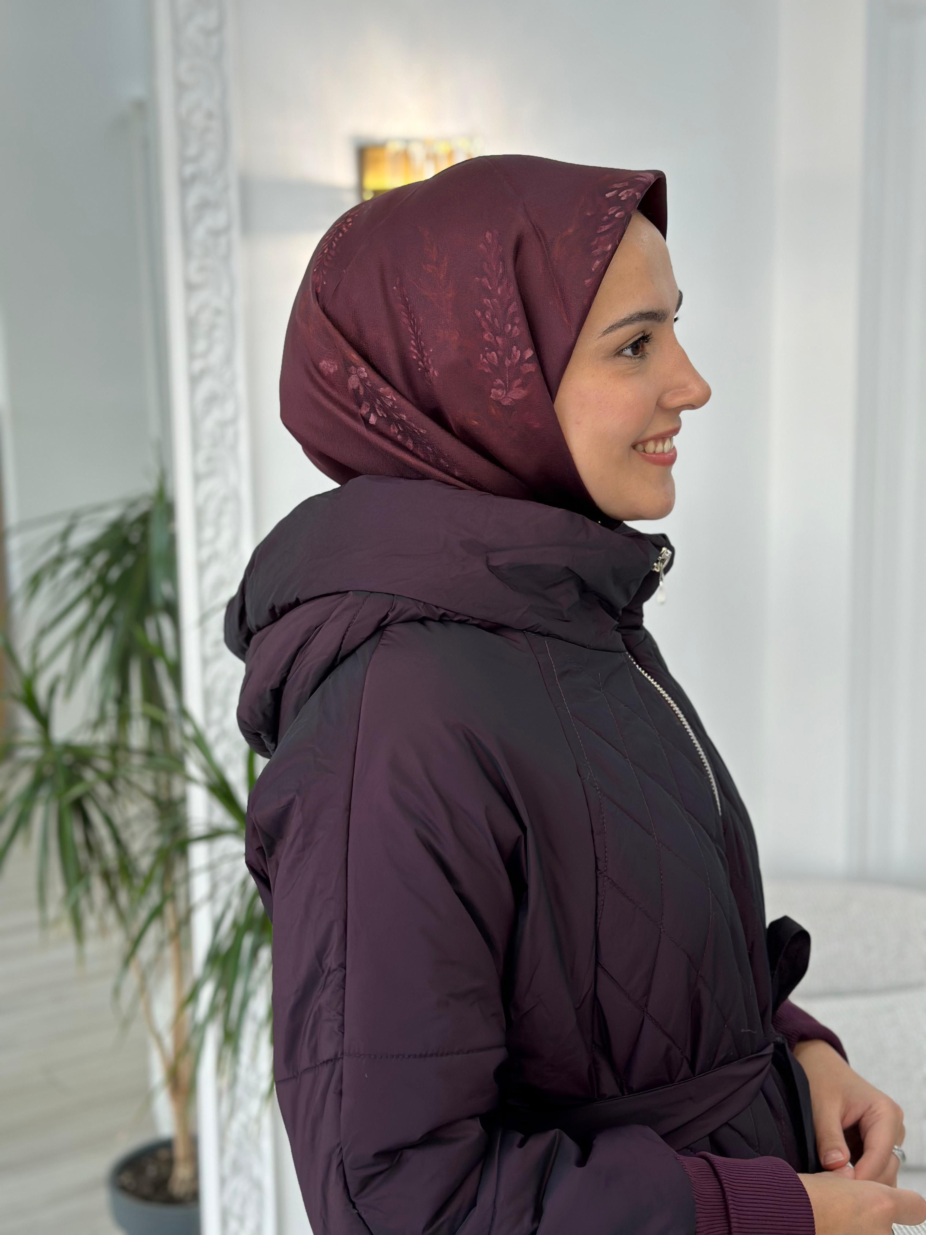 Misswhence Kapitoneli Şişme Pardesü Mürdüm 36533