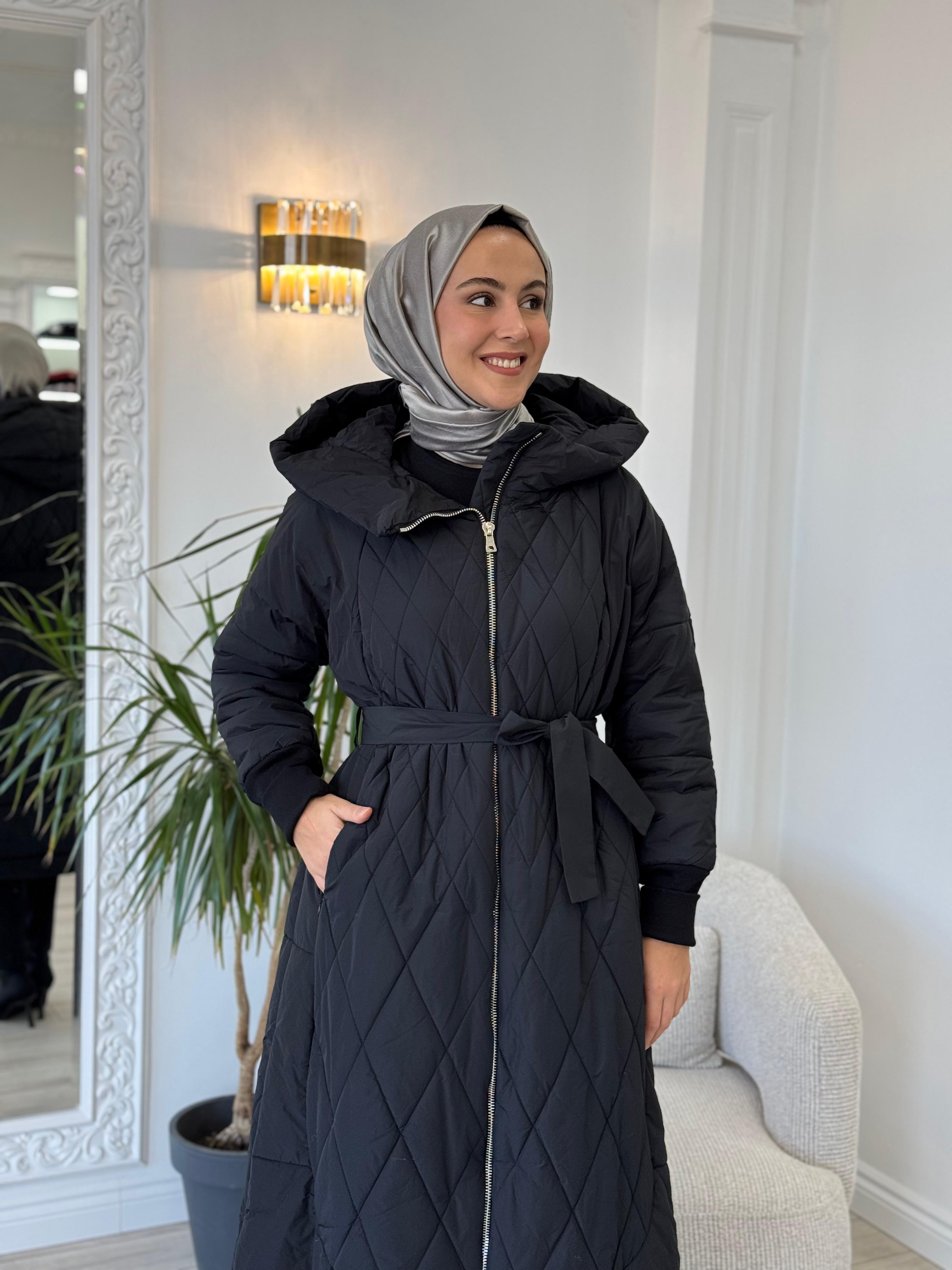 Misswhence Kapitoneli Şişme Pardesü Siyah 36533