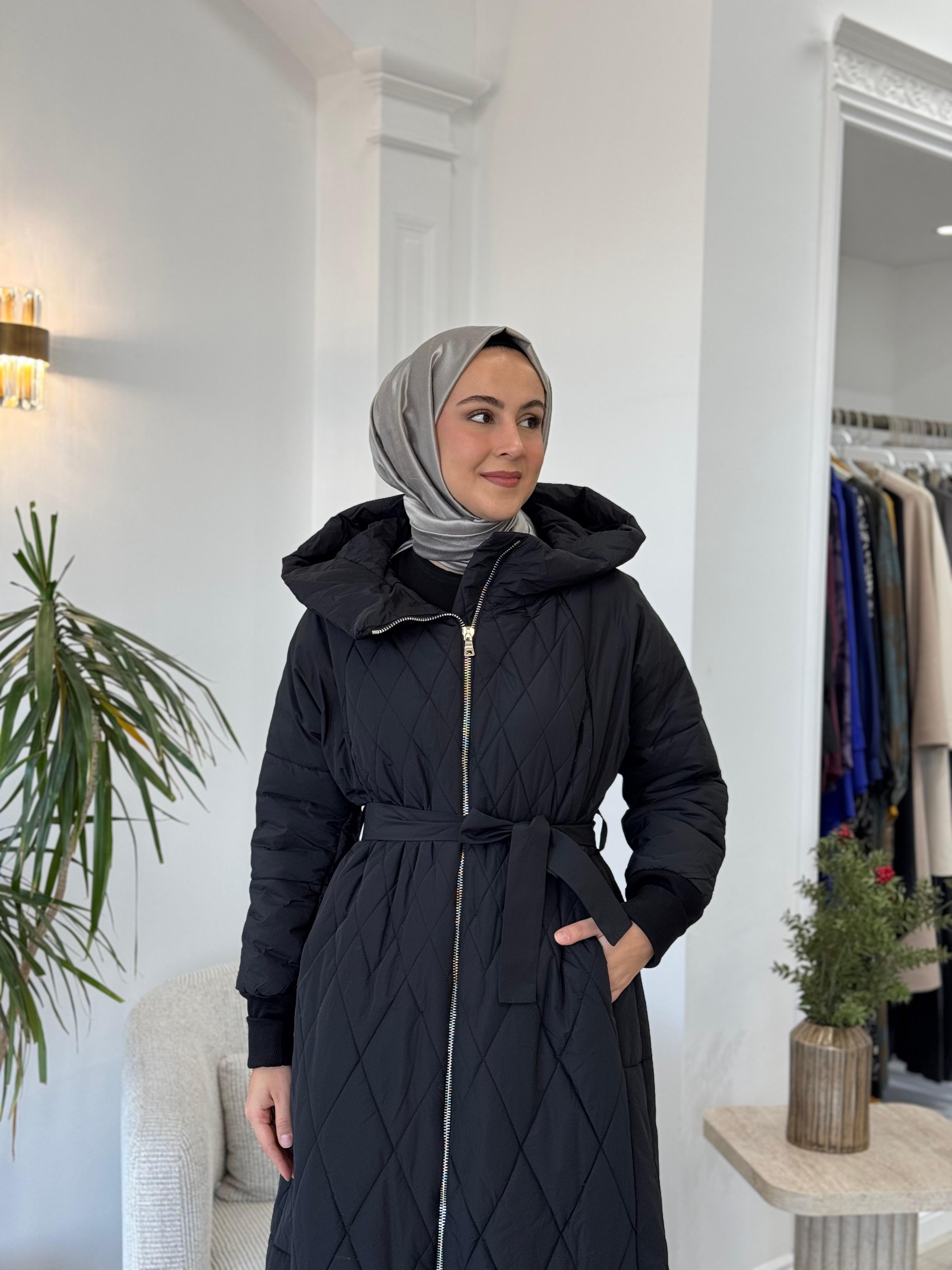 Misswhence Kapitoneli Şişme Pardesü Siyah 36533