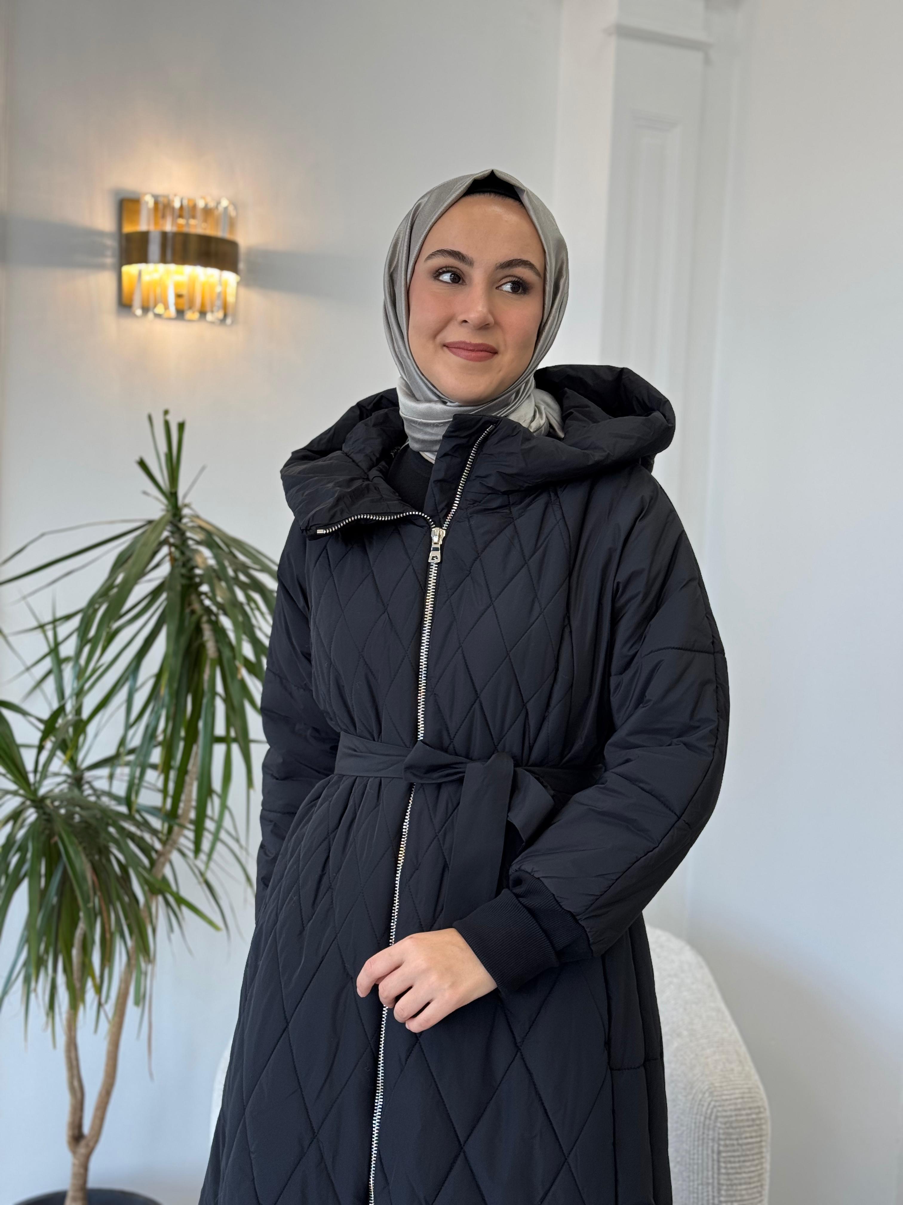 Misswhence Kapitoneli Şişme Pardesü Siyah 36533