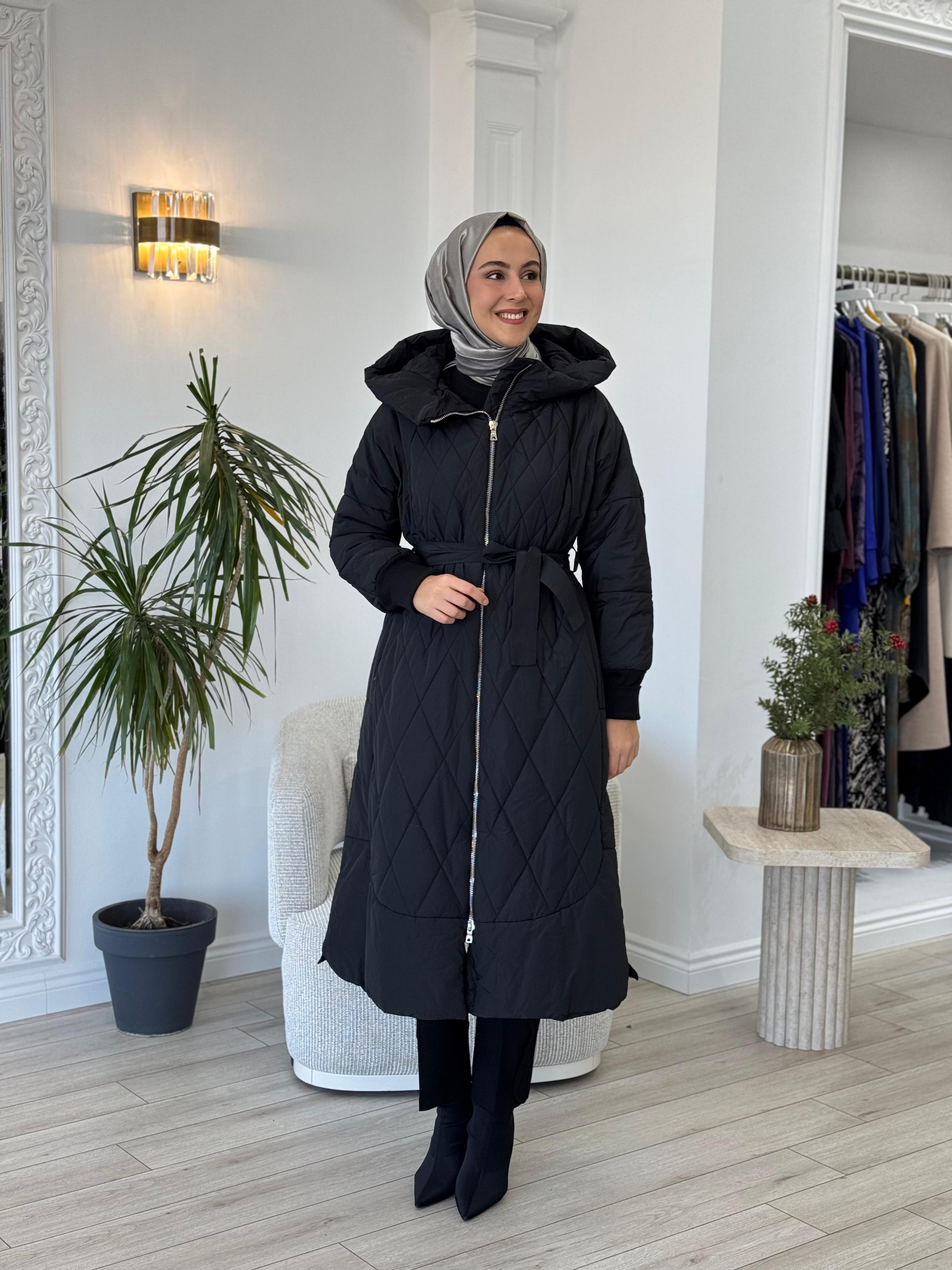 Misswhence Kapitoneli Şişme Pardesü Siyah 36533