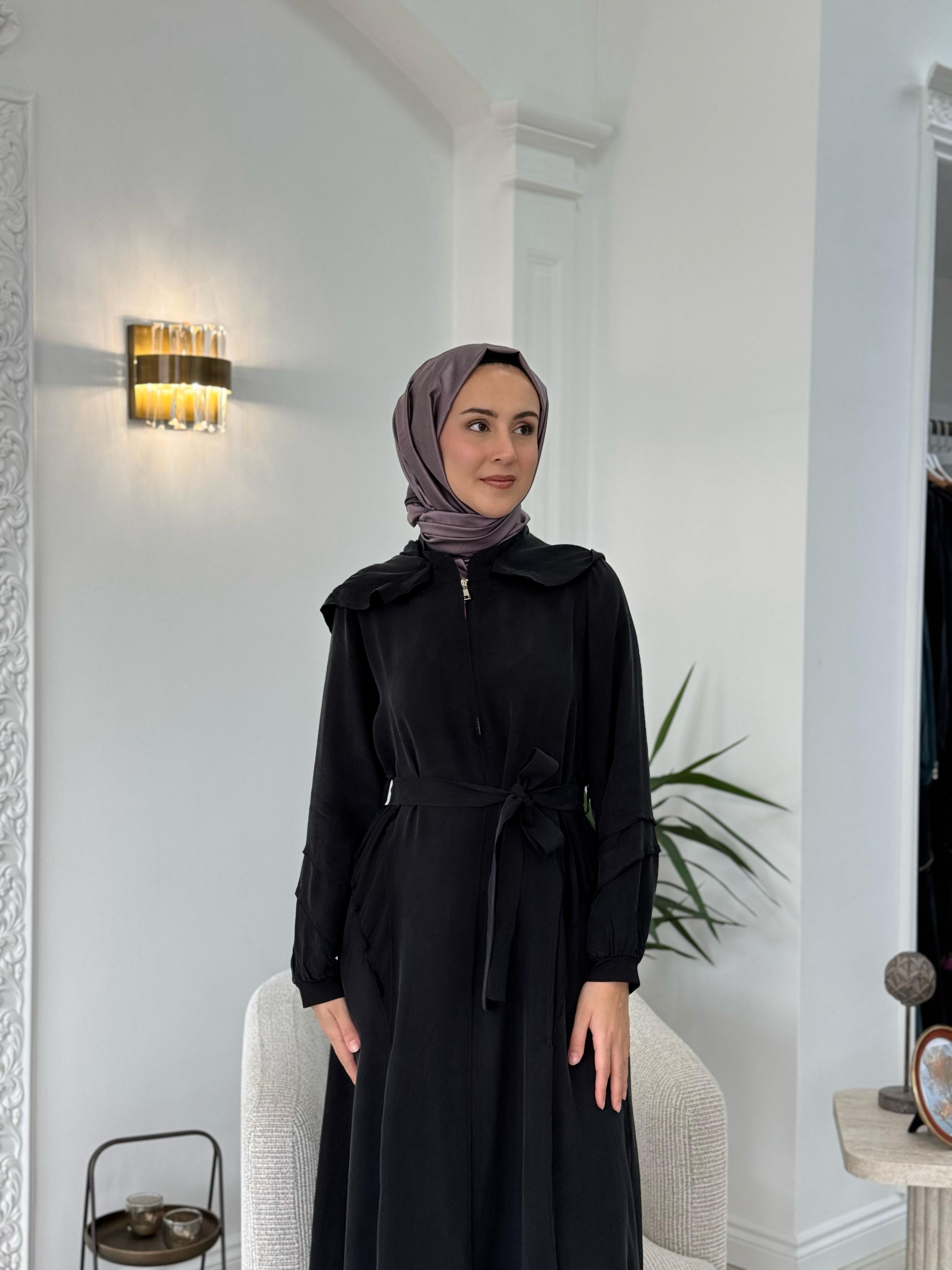 Misswhence Kapşonlu Cupra Elbise Siyah 37811