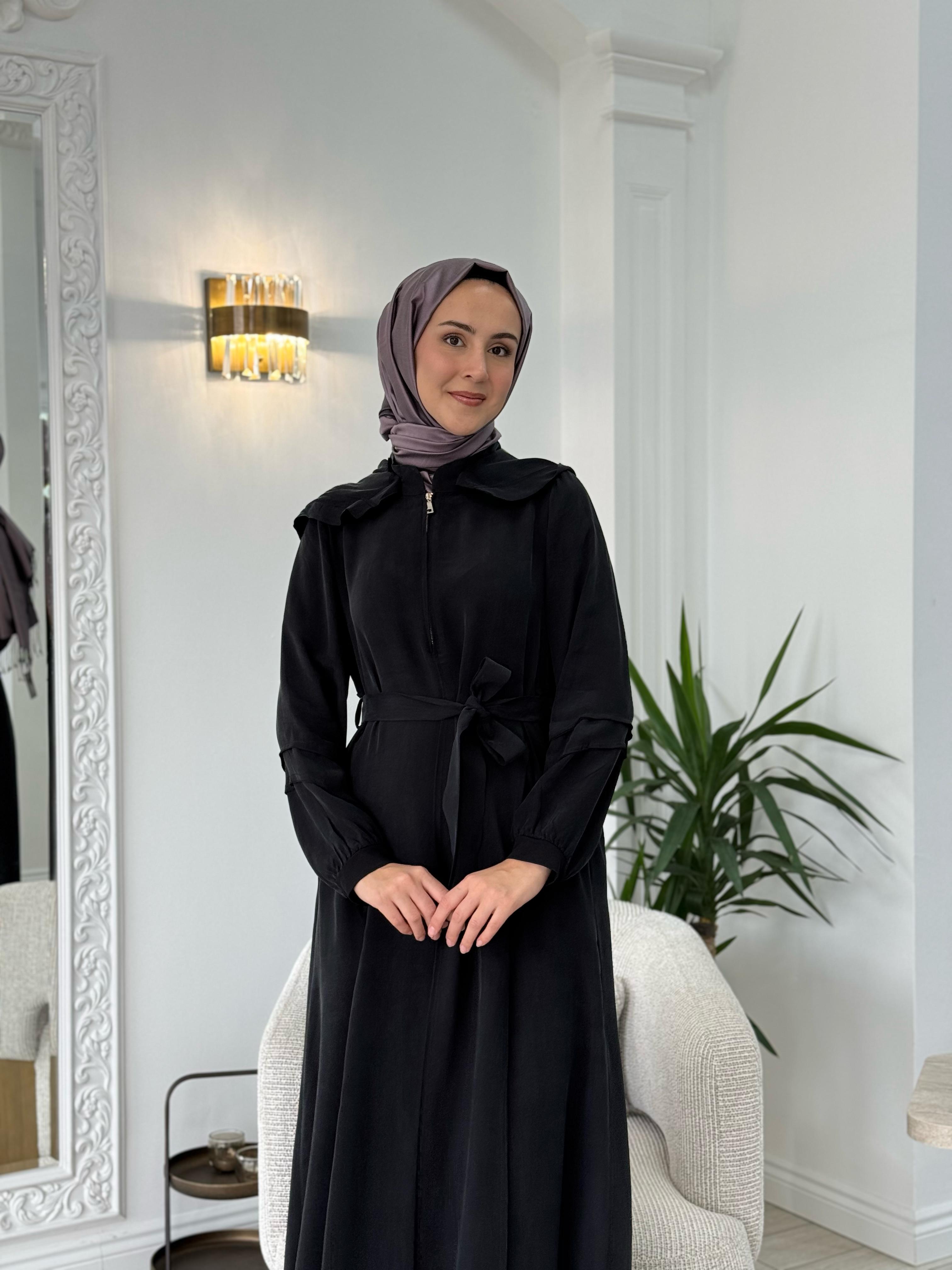 Misswhence Kapşonlu Cupra Elbise Siyah 37811