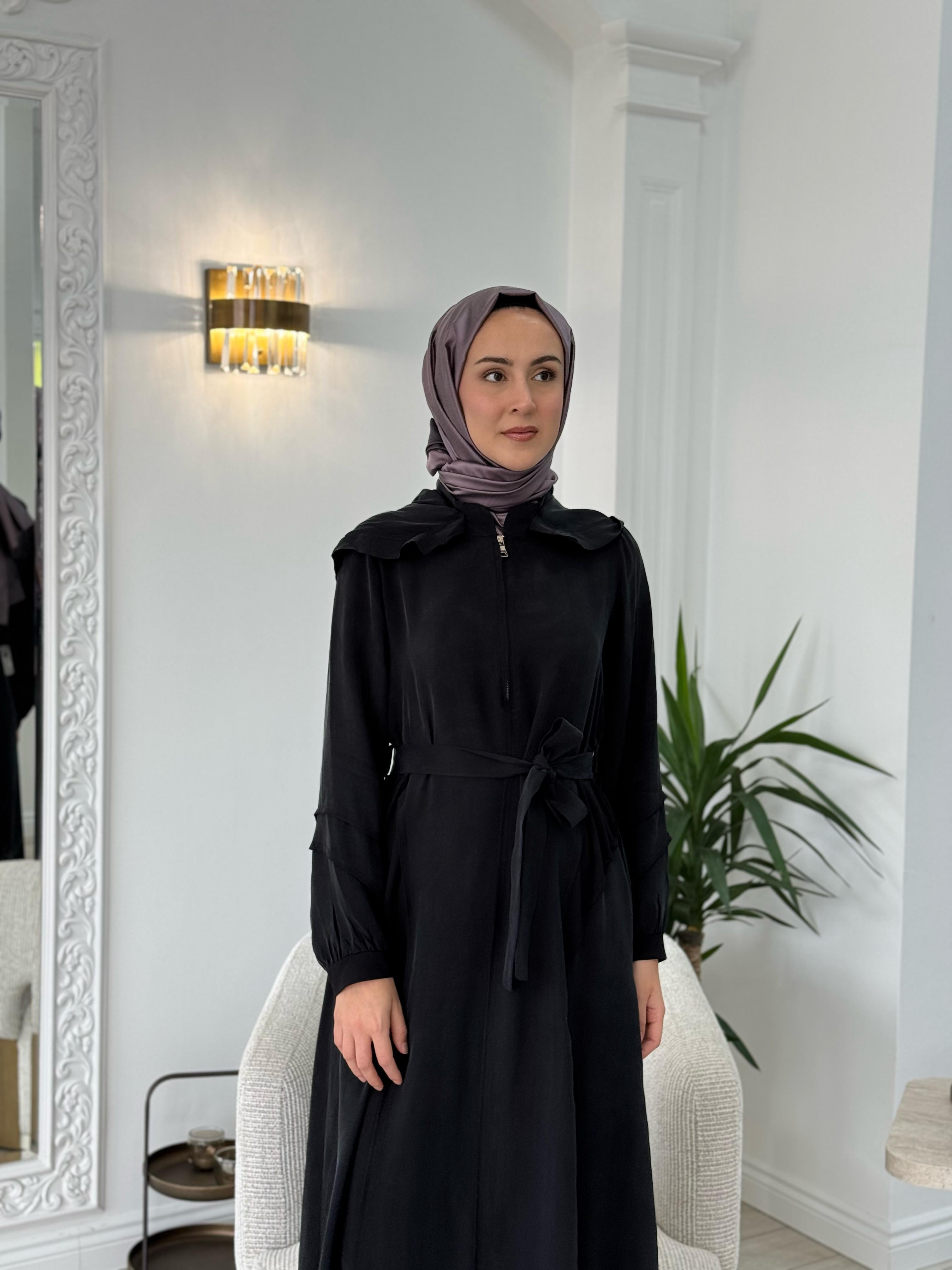 Misswhence Kapşonlu Cupra Elbise Siyah 37811