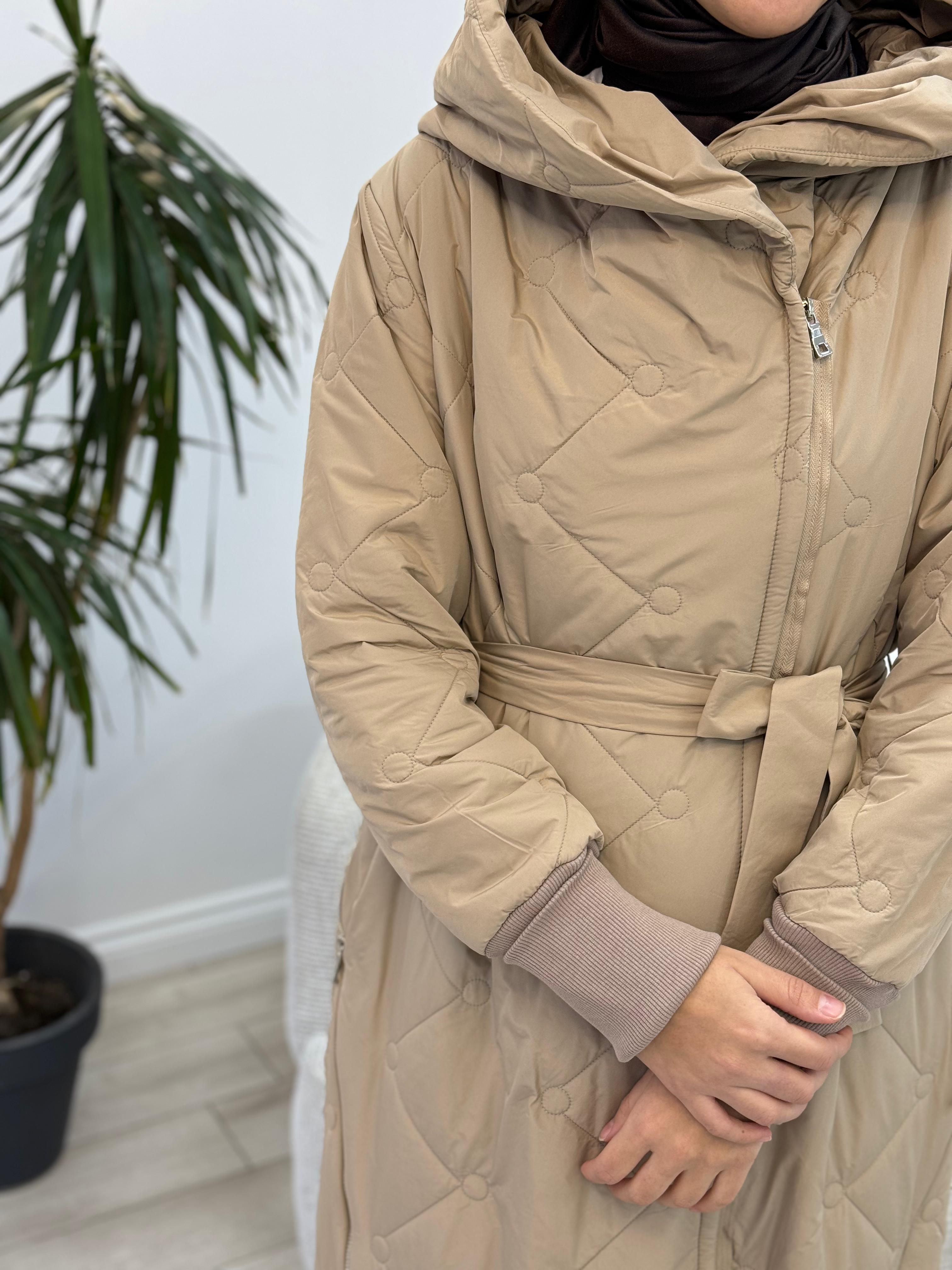 Misswhence Kapşonlu Fermuar Detaylı Şişme Kaban Taş 36522