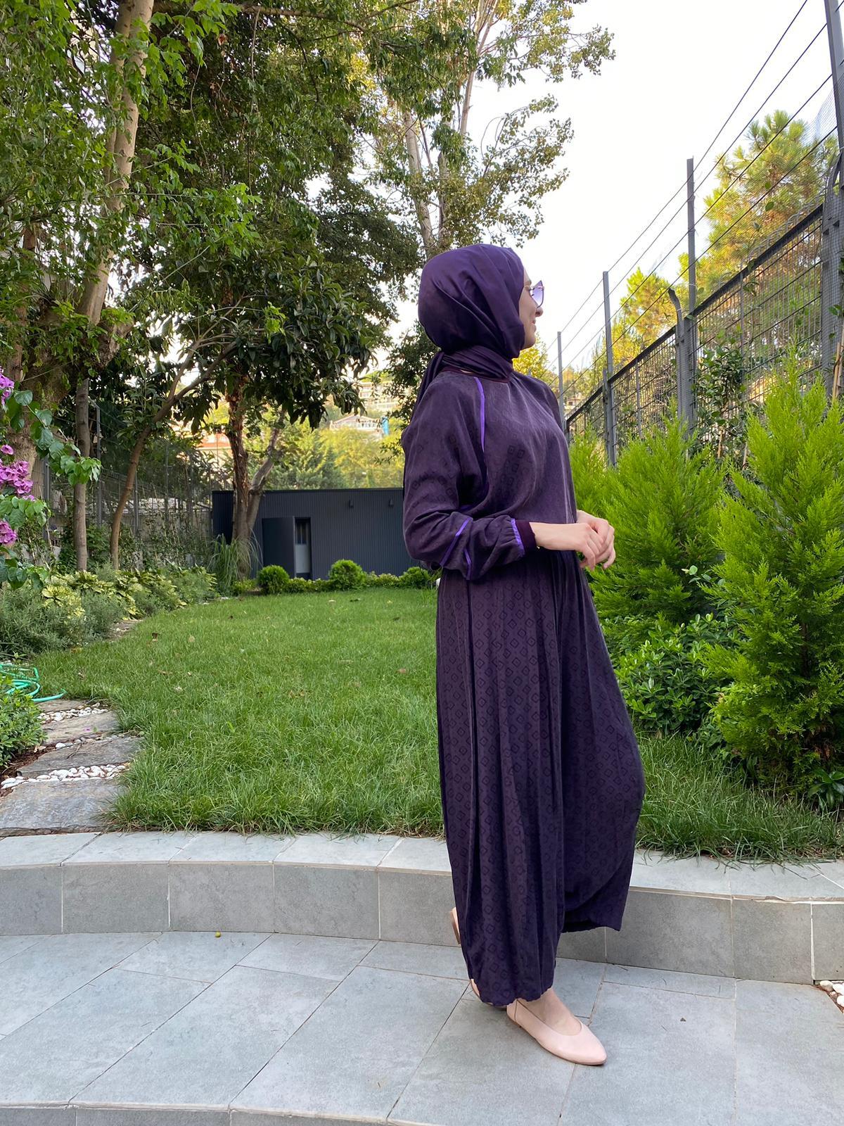 Misswhence Kendiliğinde Desenli Mor  Takım 33027