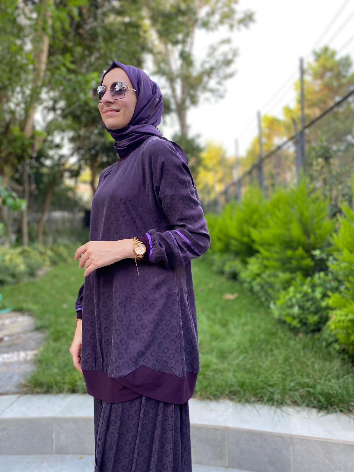 Misswhence Kendiliğinde Desenli Mor  Takım 33027
