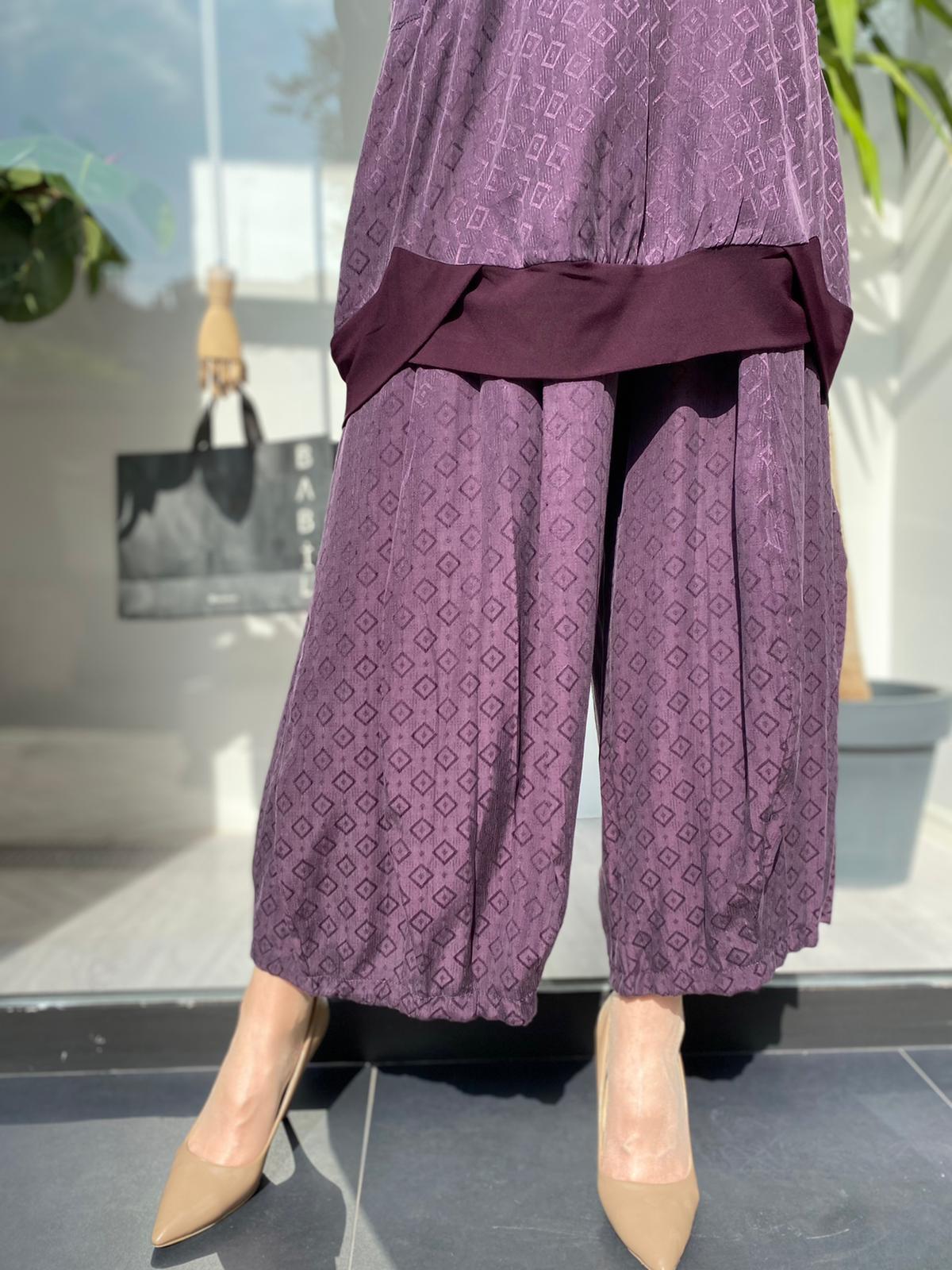 Misswhence Kendiliğinde Desenli Mor  Takım 33027