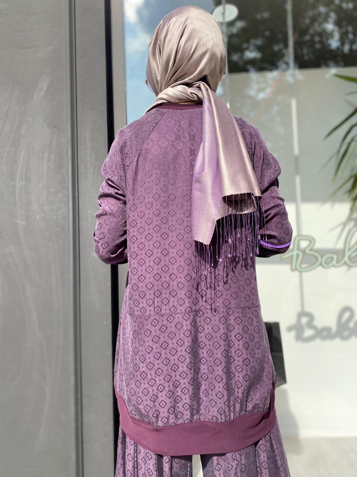Misswhence Kendiliğinde Desenli Mor  Takım 33027