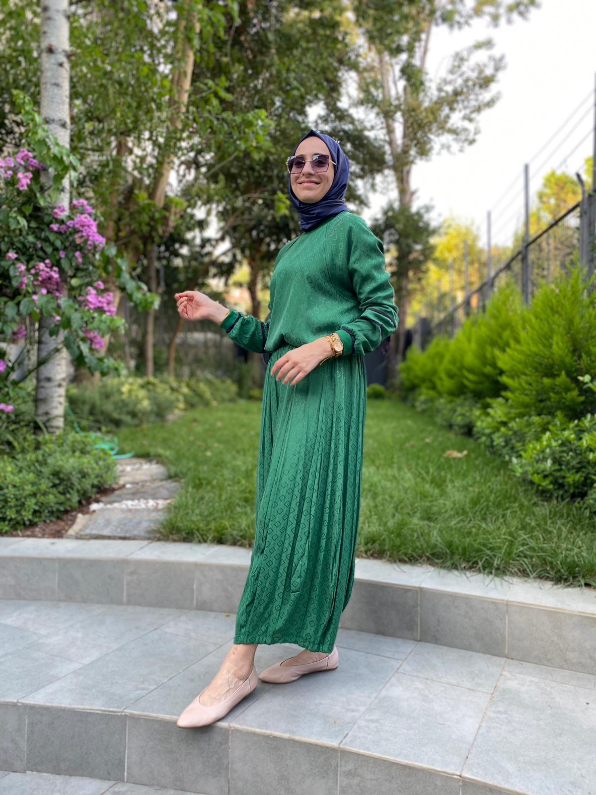 Misswhence Kendiliğinde Desenli Yeşil Takım 33027