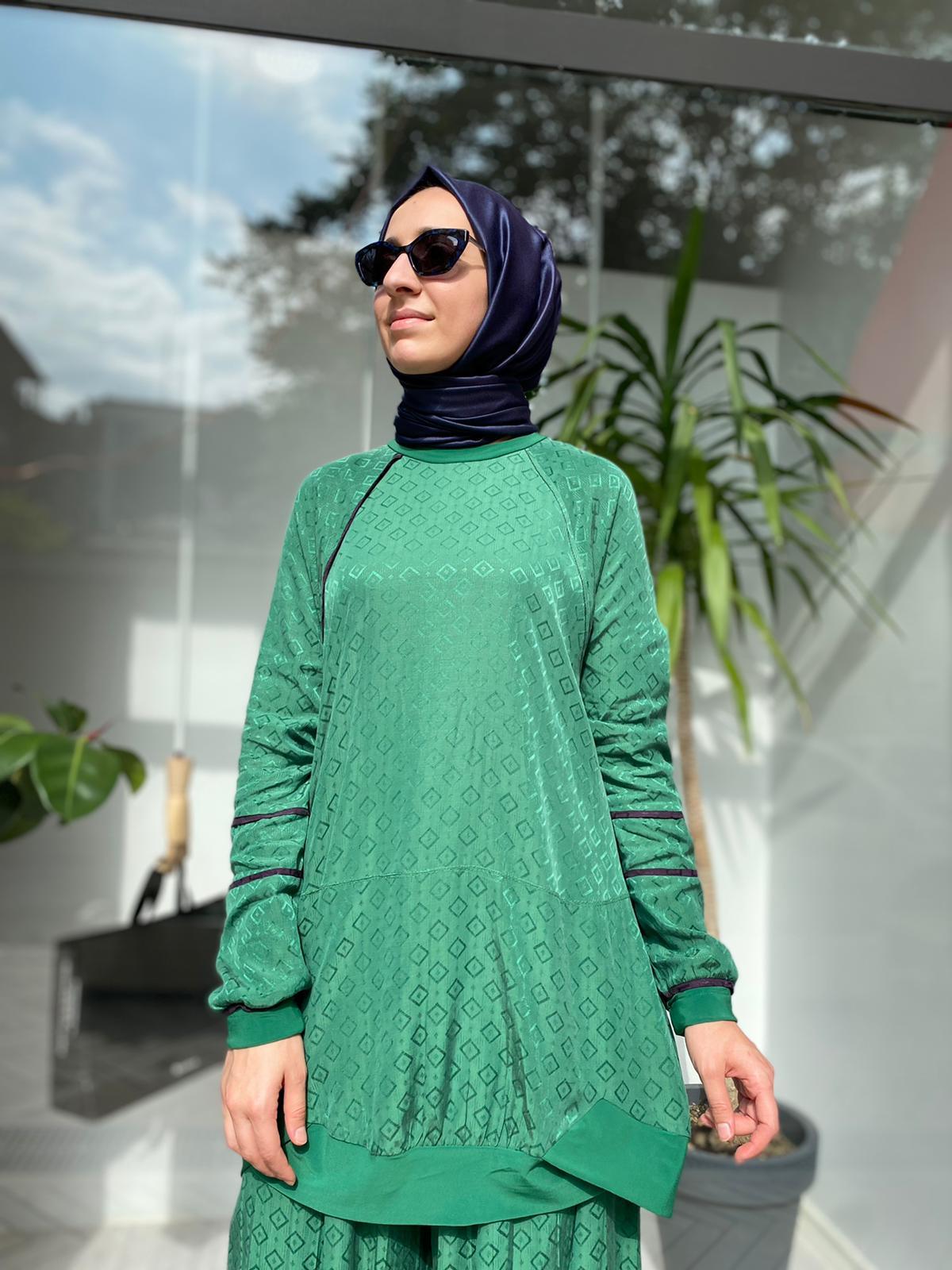 Misswhence Kendiliğinde Desenli Yeşil Takım 33027