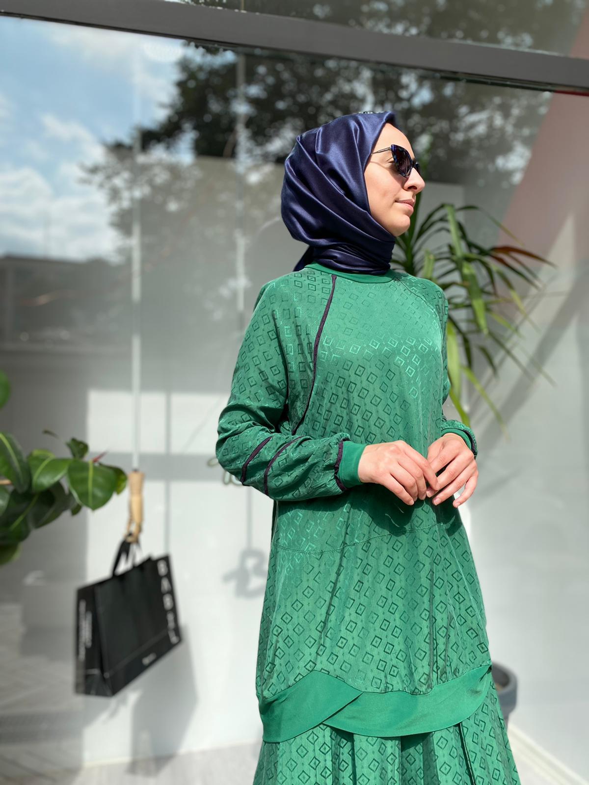 Misswhence Kendiliğinde Desenli Yeşil Takım 33027