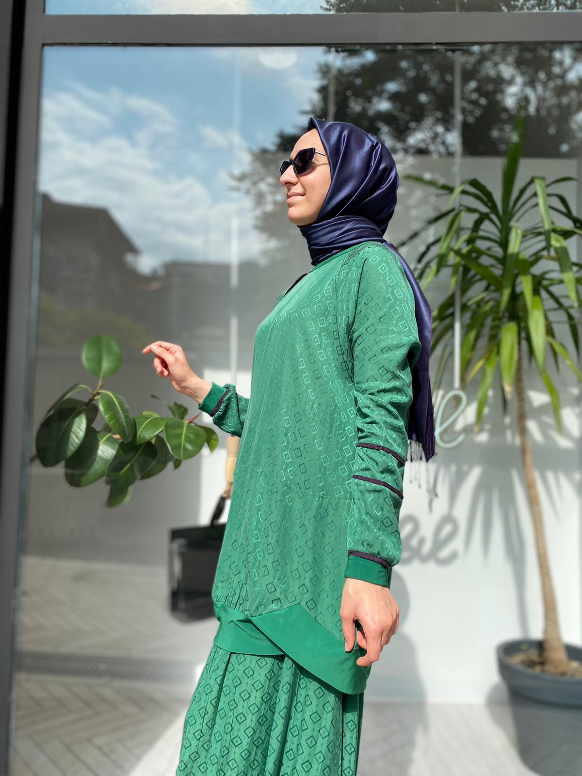 Misswhence Kendiliğinde Desenli Yeşil Takım 33027