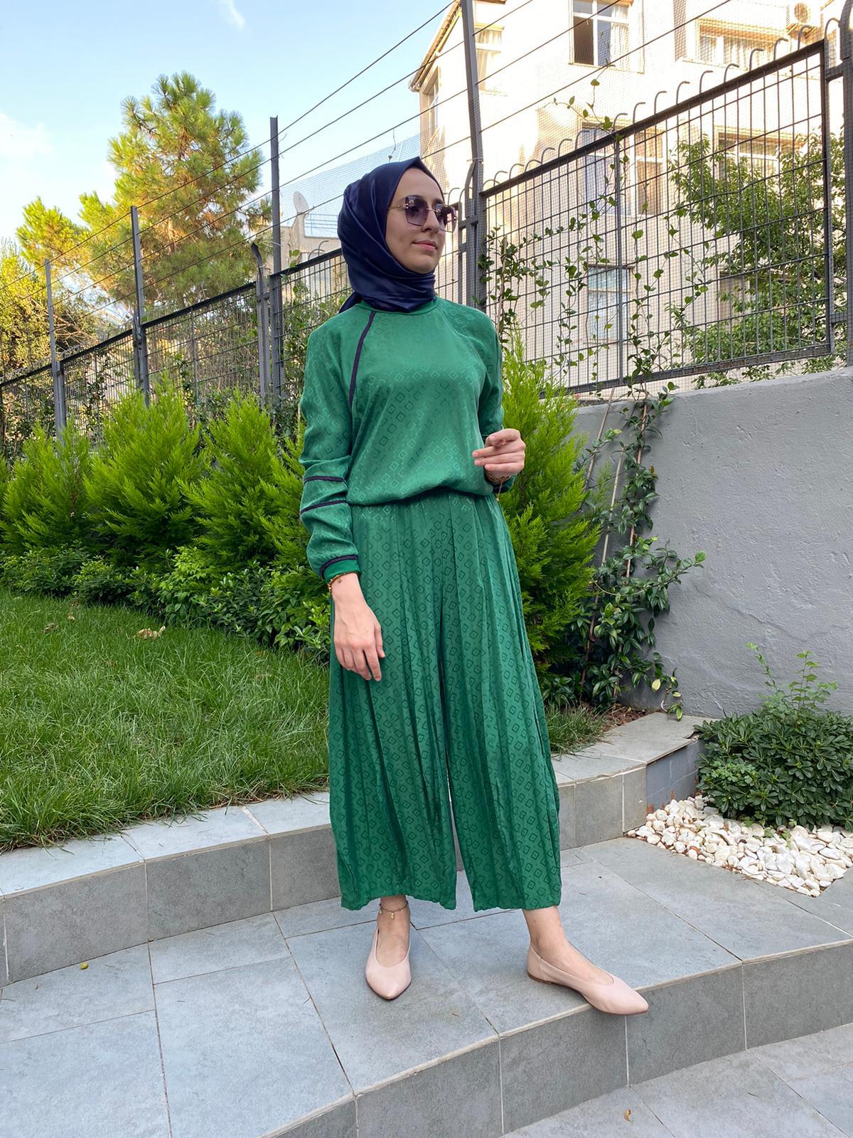 Misswhence Kendiliğinde Desenli Yeşil Takım 33027