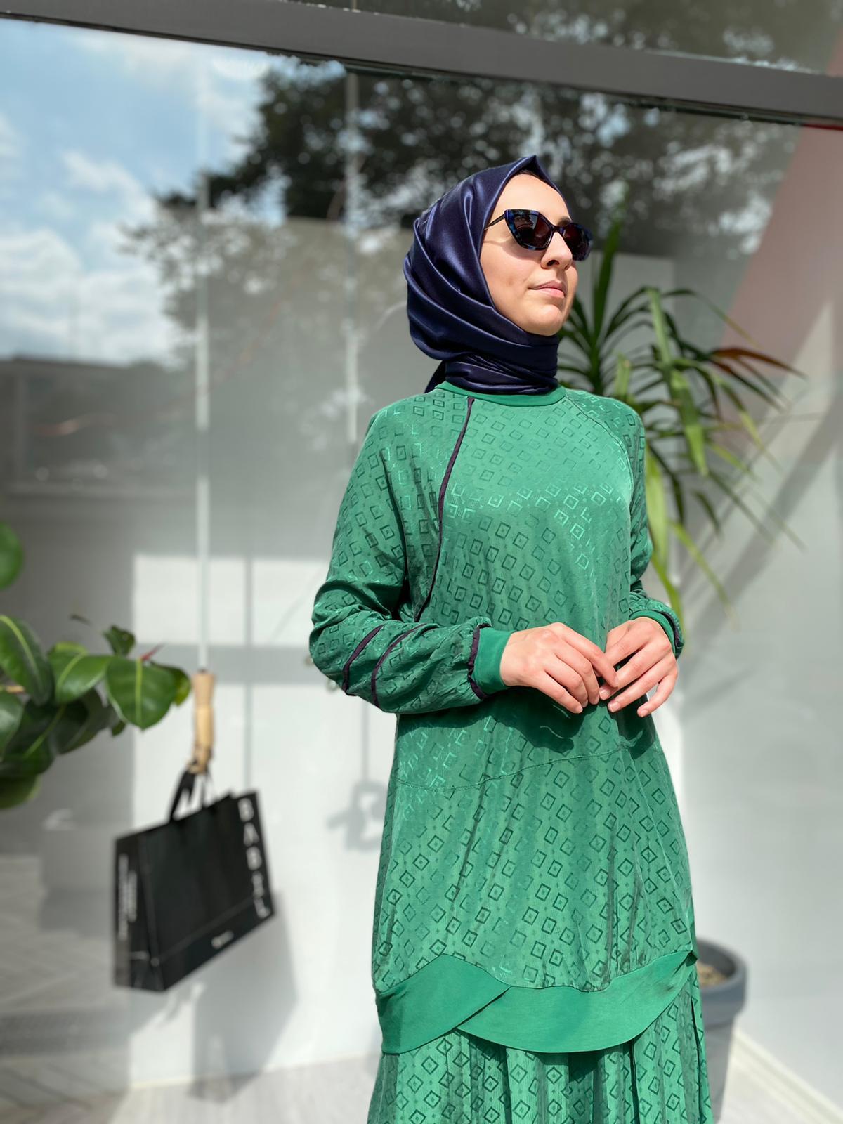 Misswhence Kendiliğinde Desenli Yeşil Takım 33027