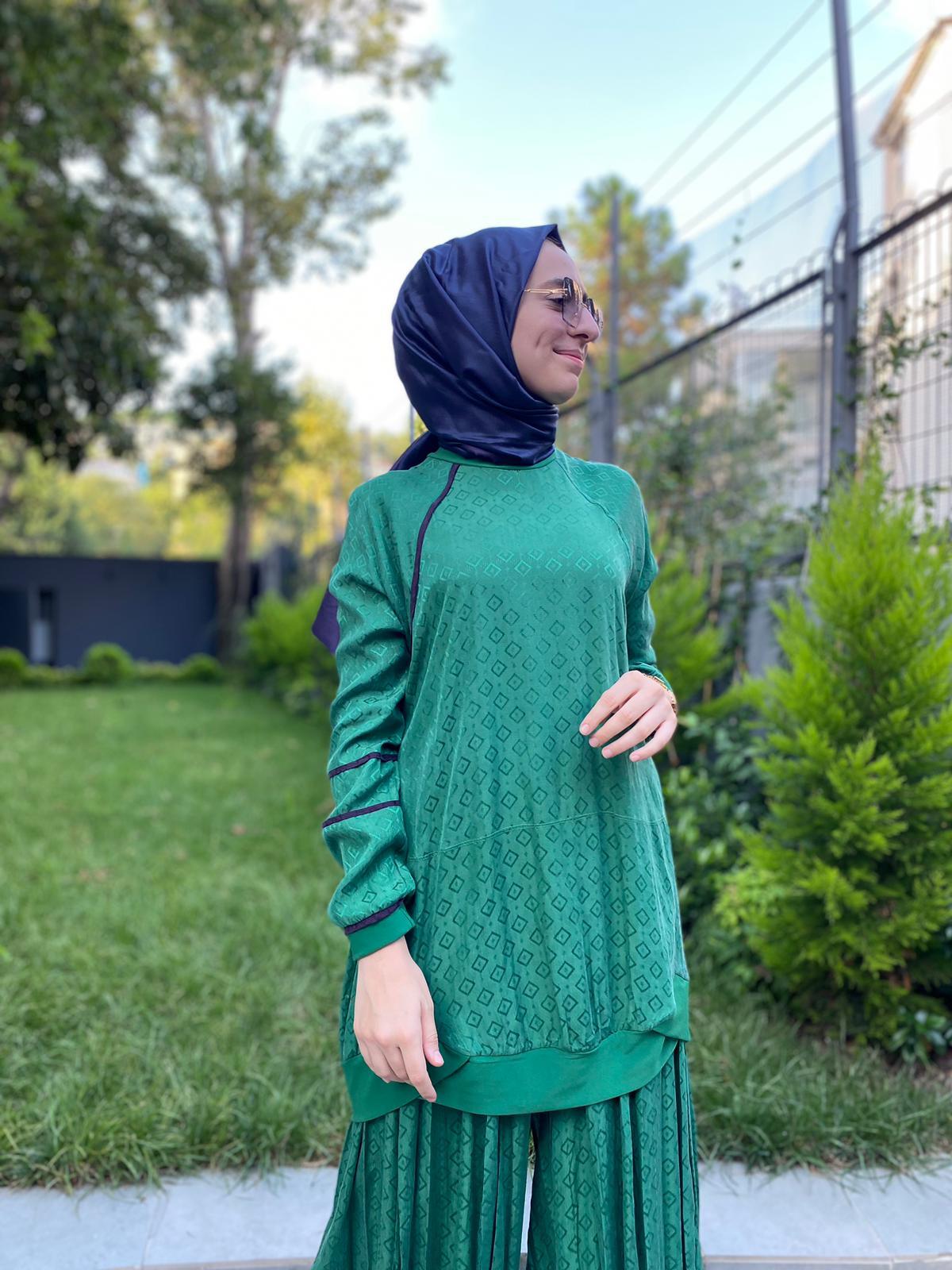Misswhence Kendiliğinde Desenli Yeşil Takım 33027