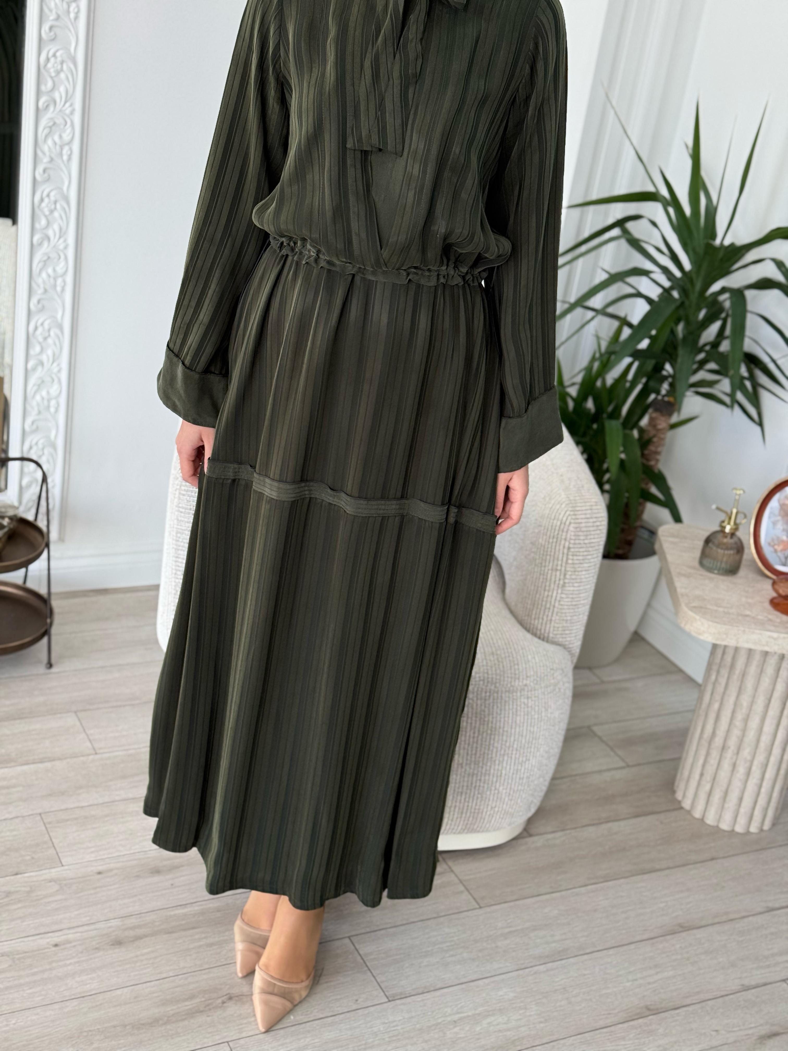Misswhence Kendinden Desenli Elbise Yeşil 37810