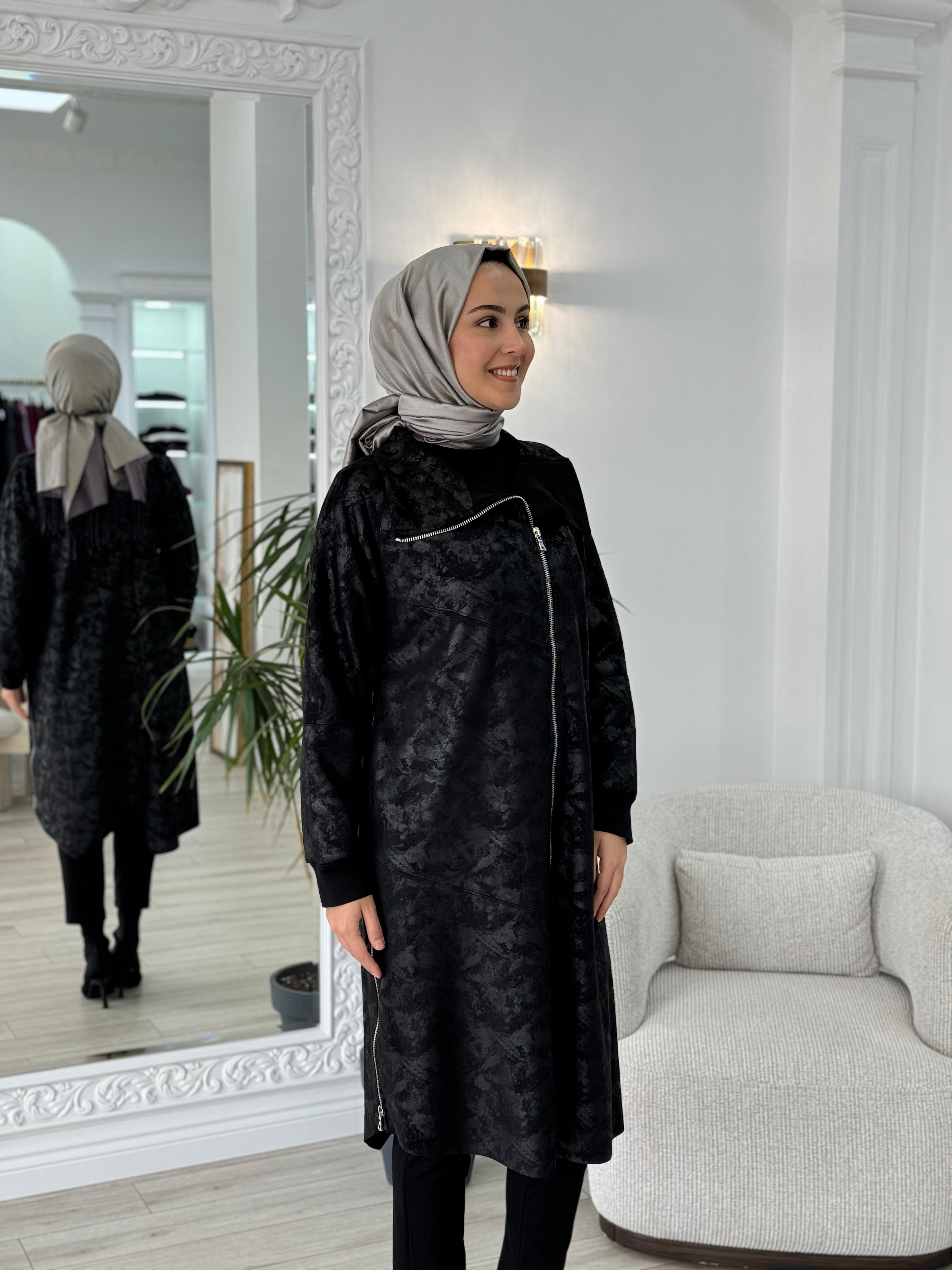 Misswhence Kendinden Desenli Nubuk Görünümlü kap Siyah 36400