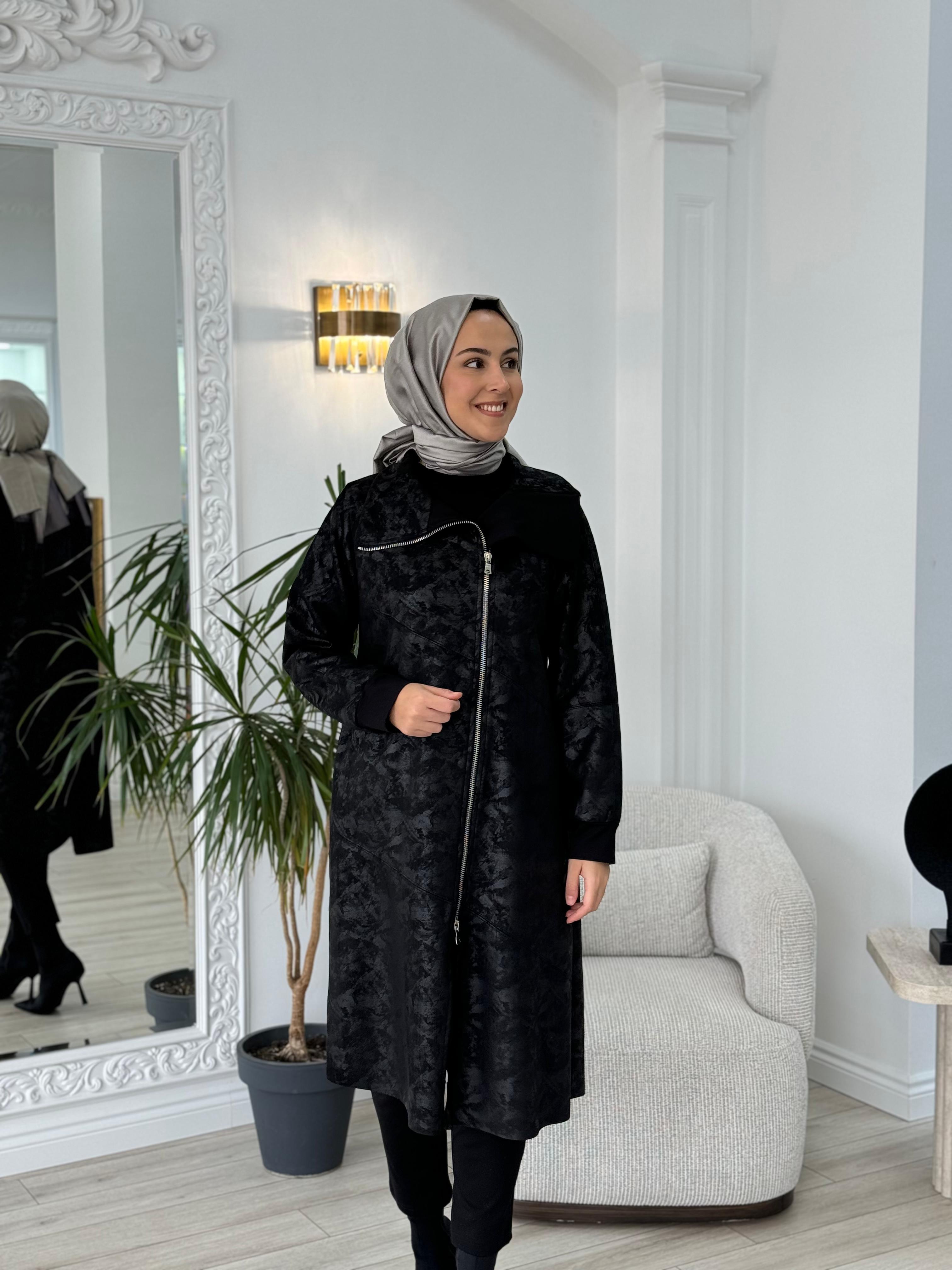 Misswhence Kendinden Desenli Nubuk Görünümlü kap Siyah 36400