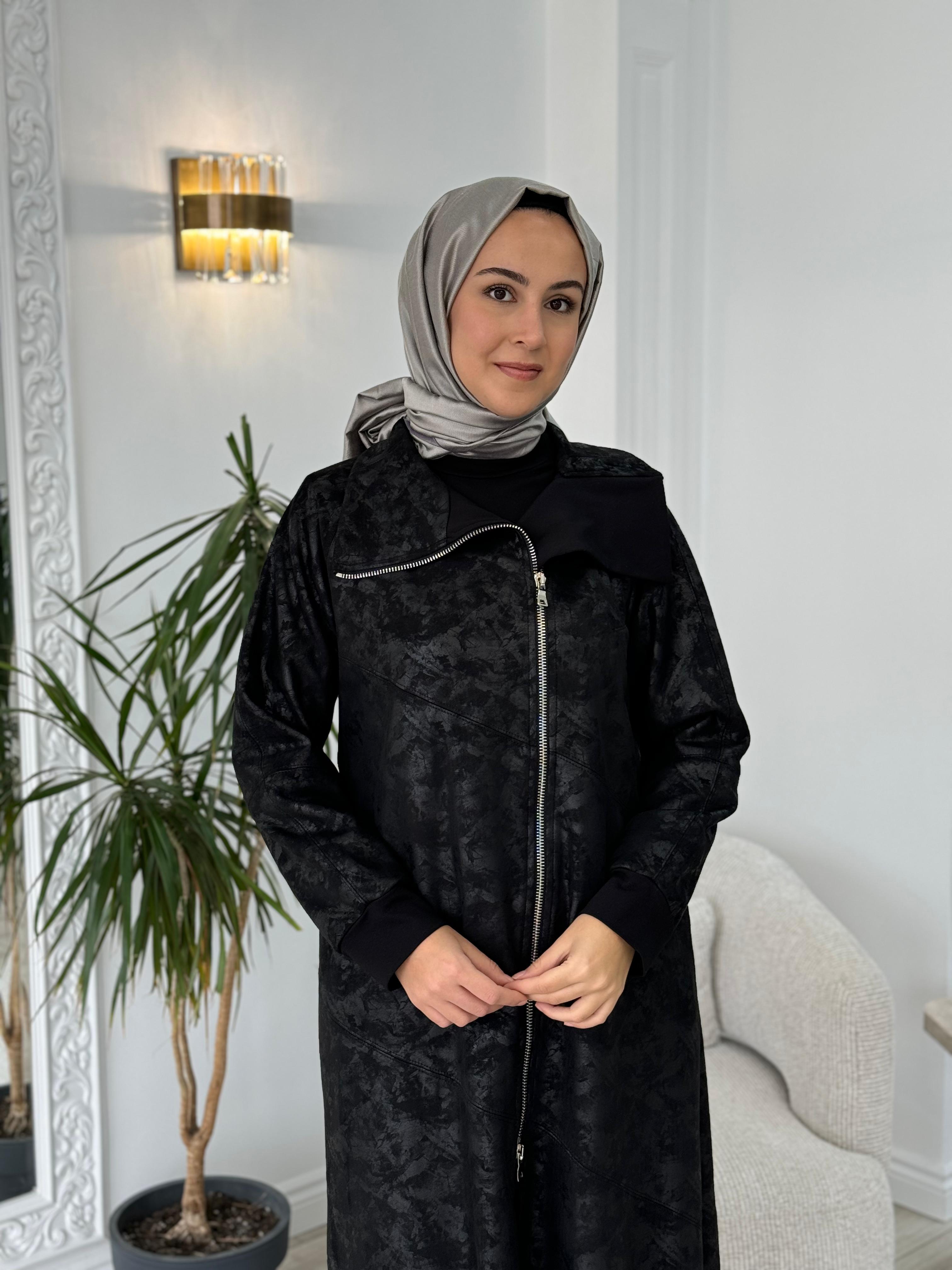 Misswhence Kendinden Desenli Nubuk Görünümlü kap Siyah 36400