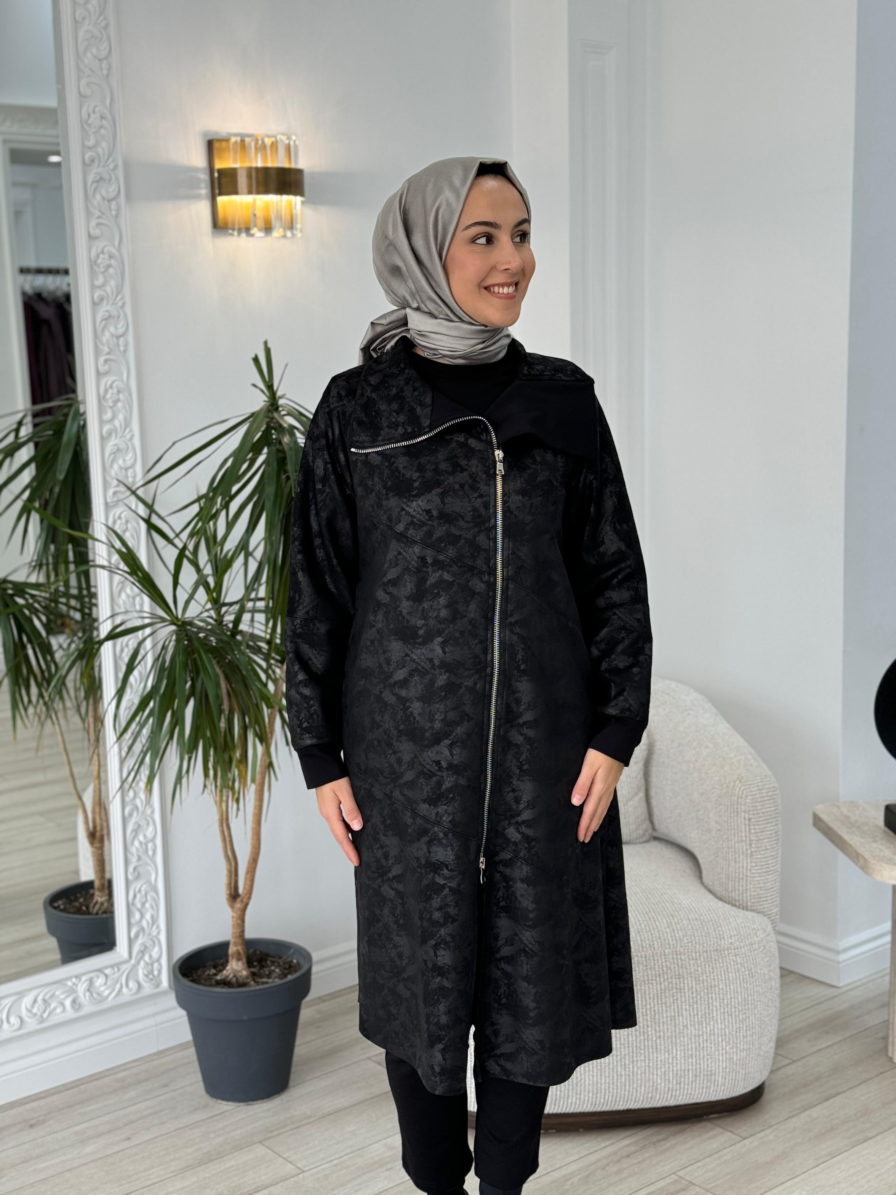 Misswhence Kendinden Desenli Nubuk Görünümlü kap Siyah 36400