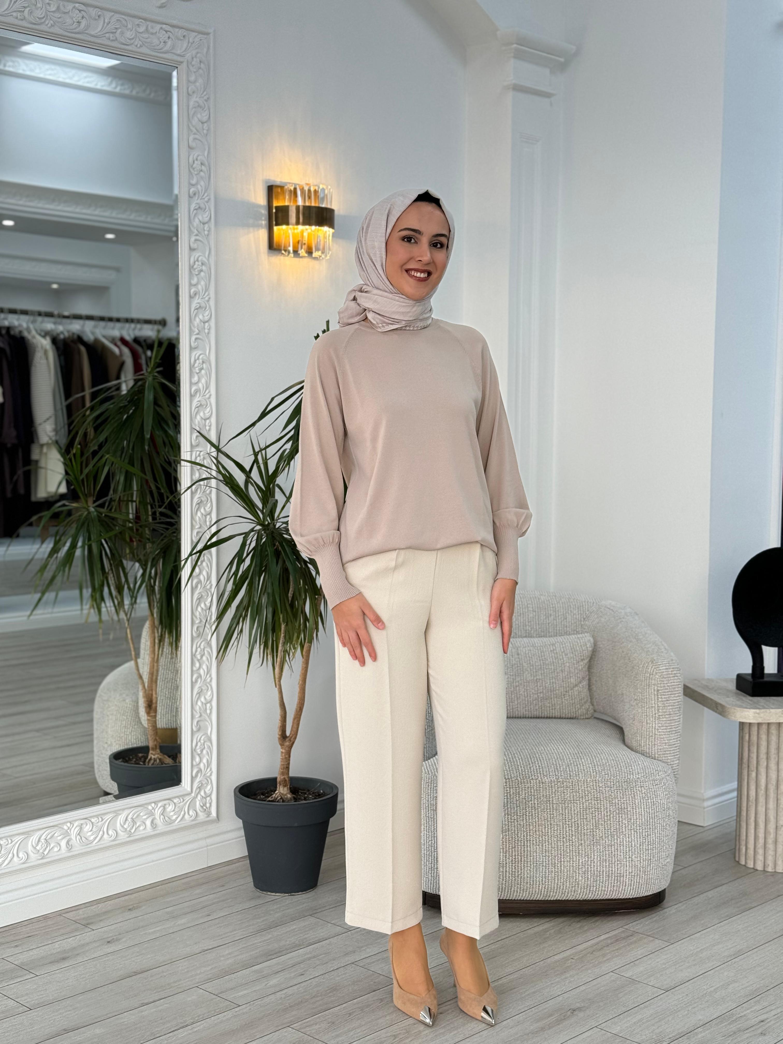 Misswhence Kendinden Desenli Pantolon Bej 36102