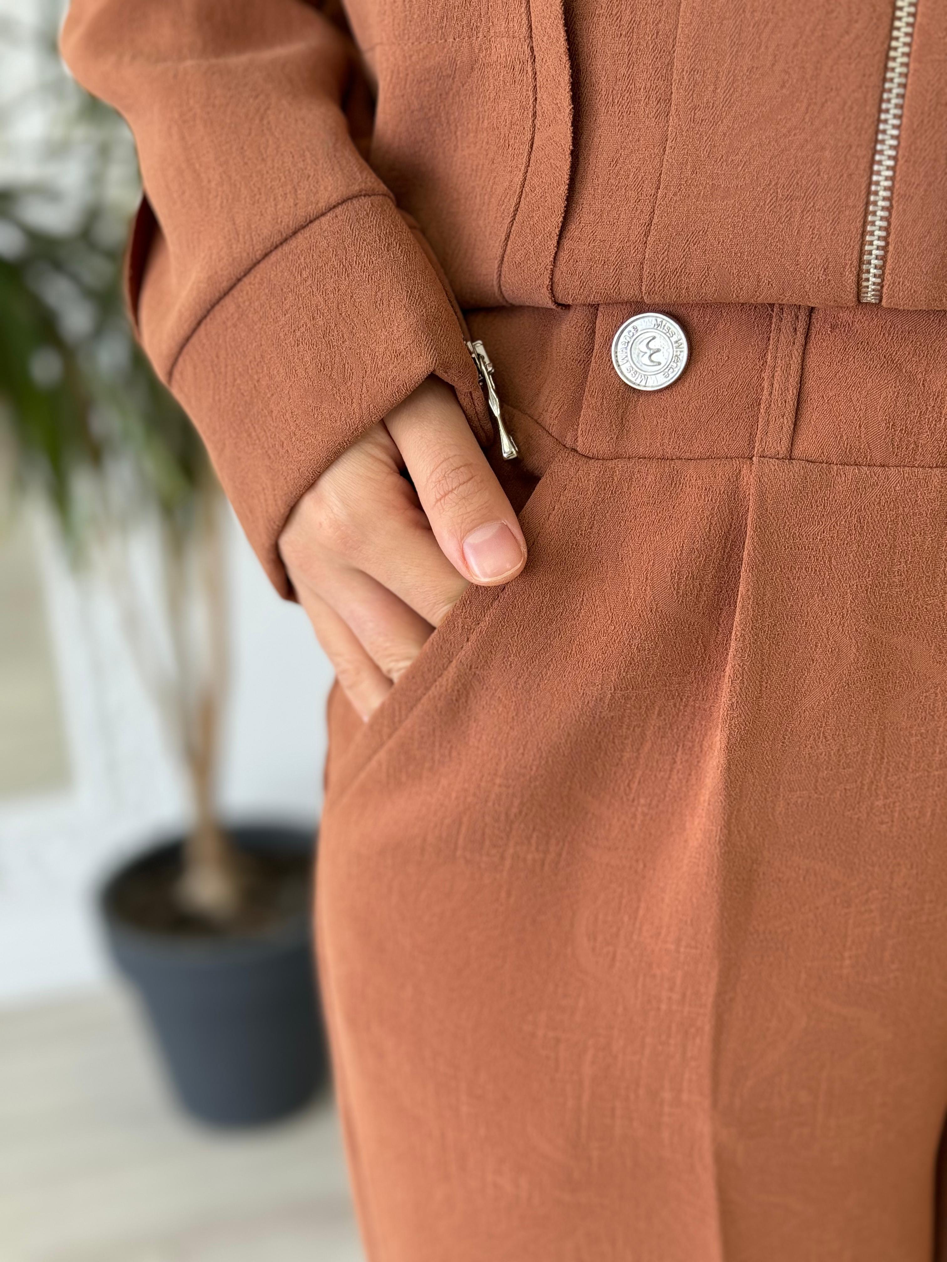 Misswhence Kendinden Desenli Pantolon Tarçın 36102