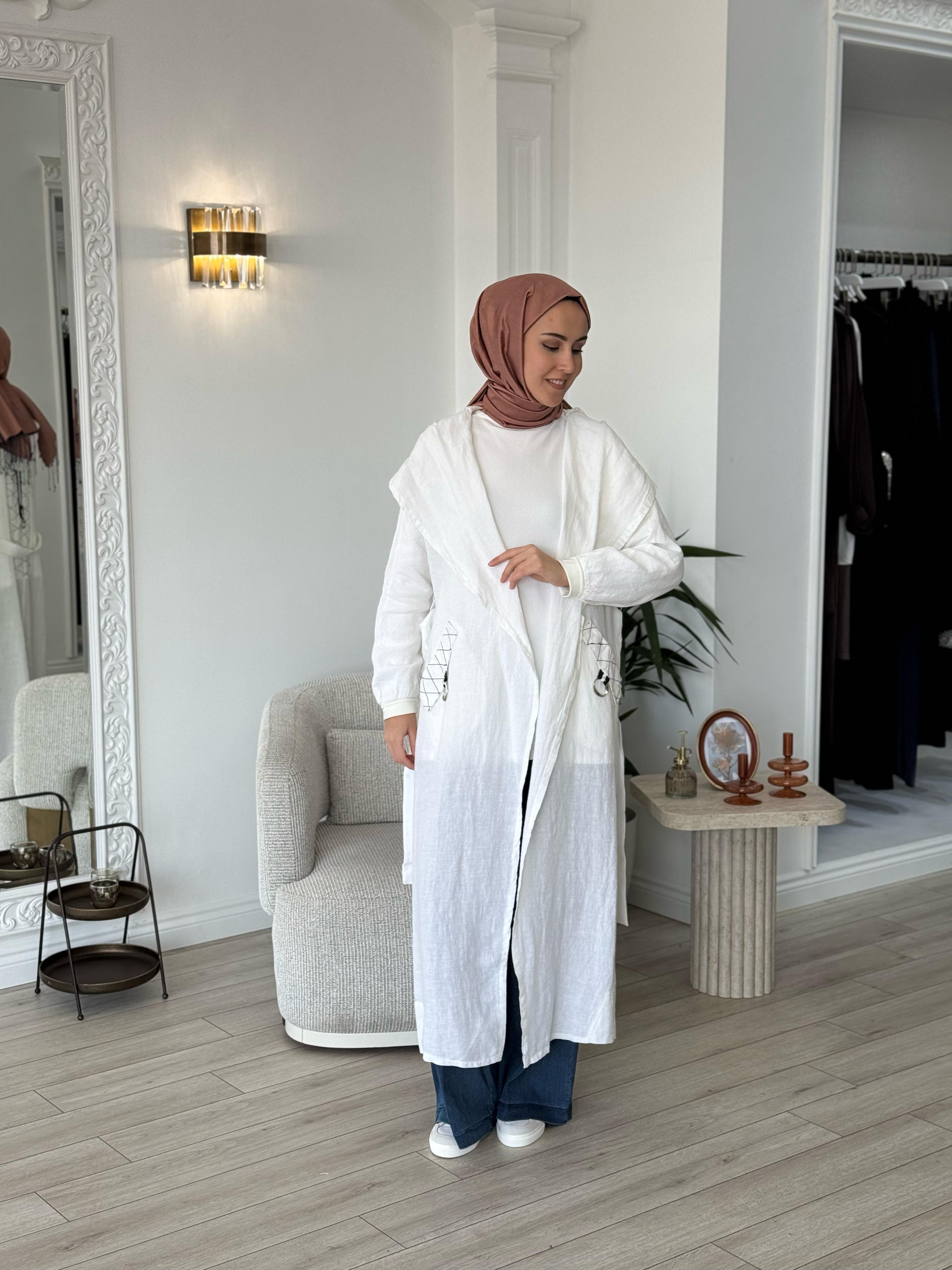 Misswhence Keten Kap Beyaz 37401