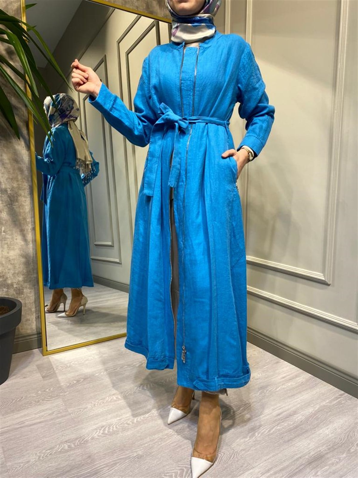 MissWhence Keten Pardesü Mavi 31500 - Babilbutik