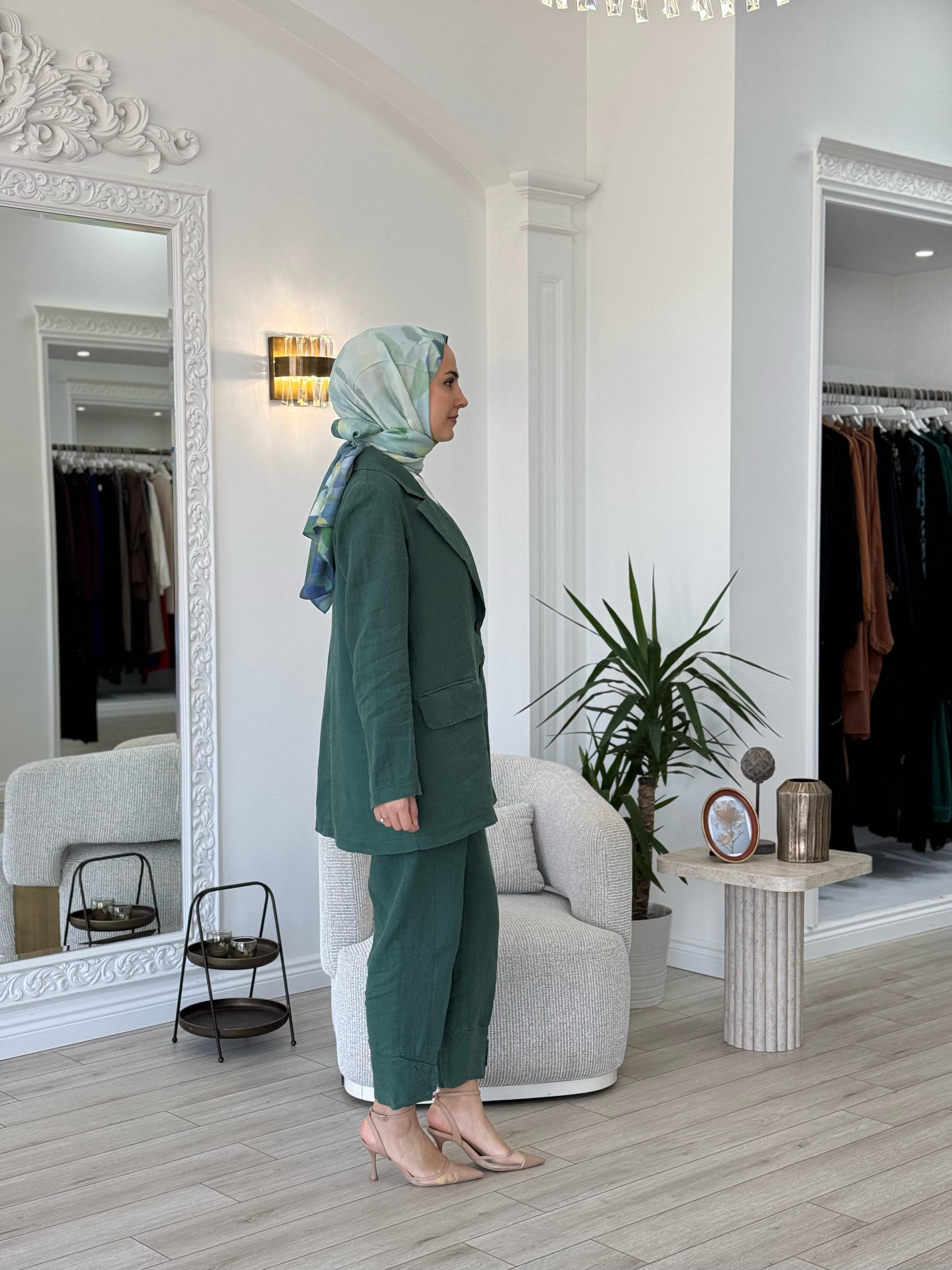 Misswhence Keten Takım Yeşil 37207