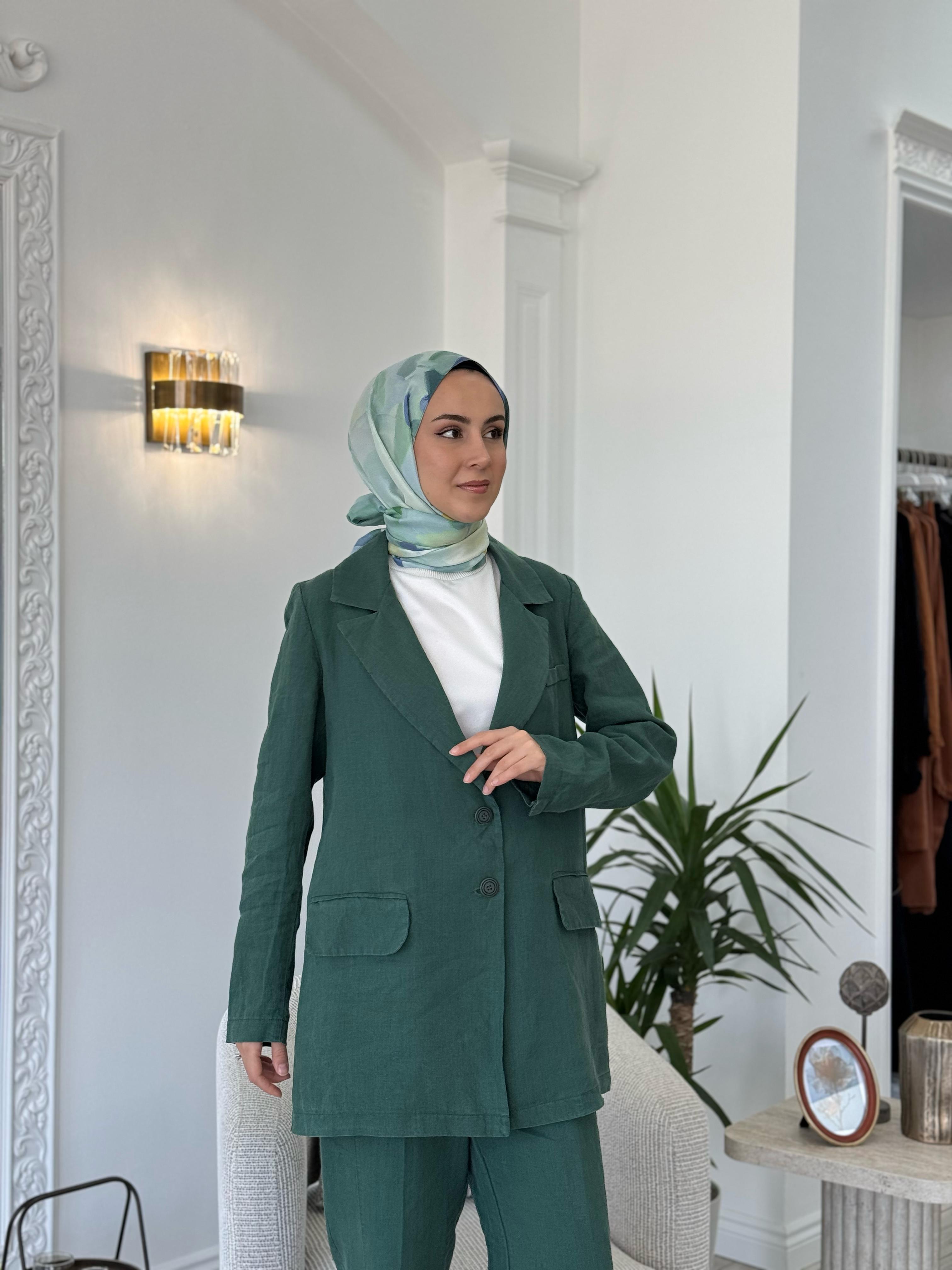 Misswhence Keten Takım Yeşil 37207
