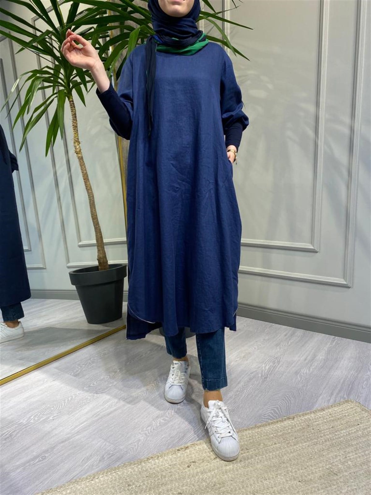 MissWhence Keten Tunik Lacivert 2332