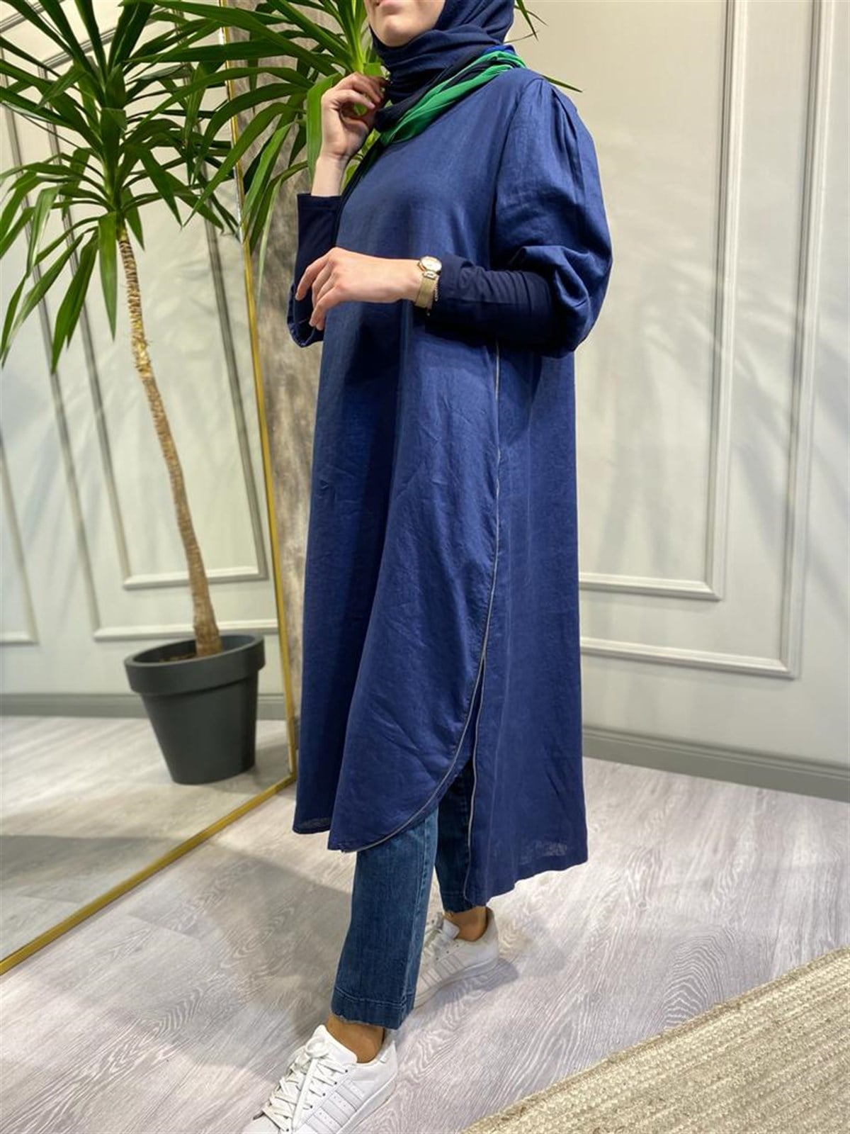 MissWhence Keten Tunik Lacivert 2332