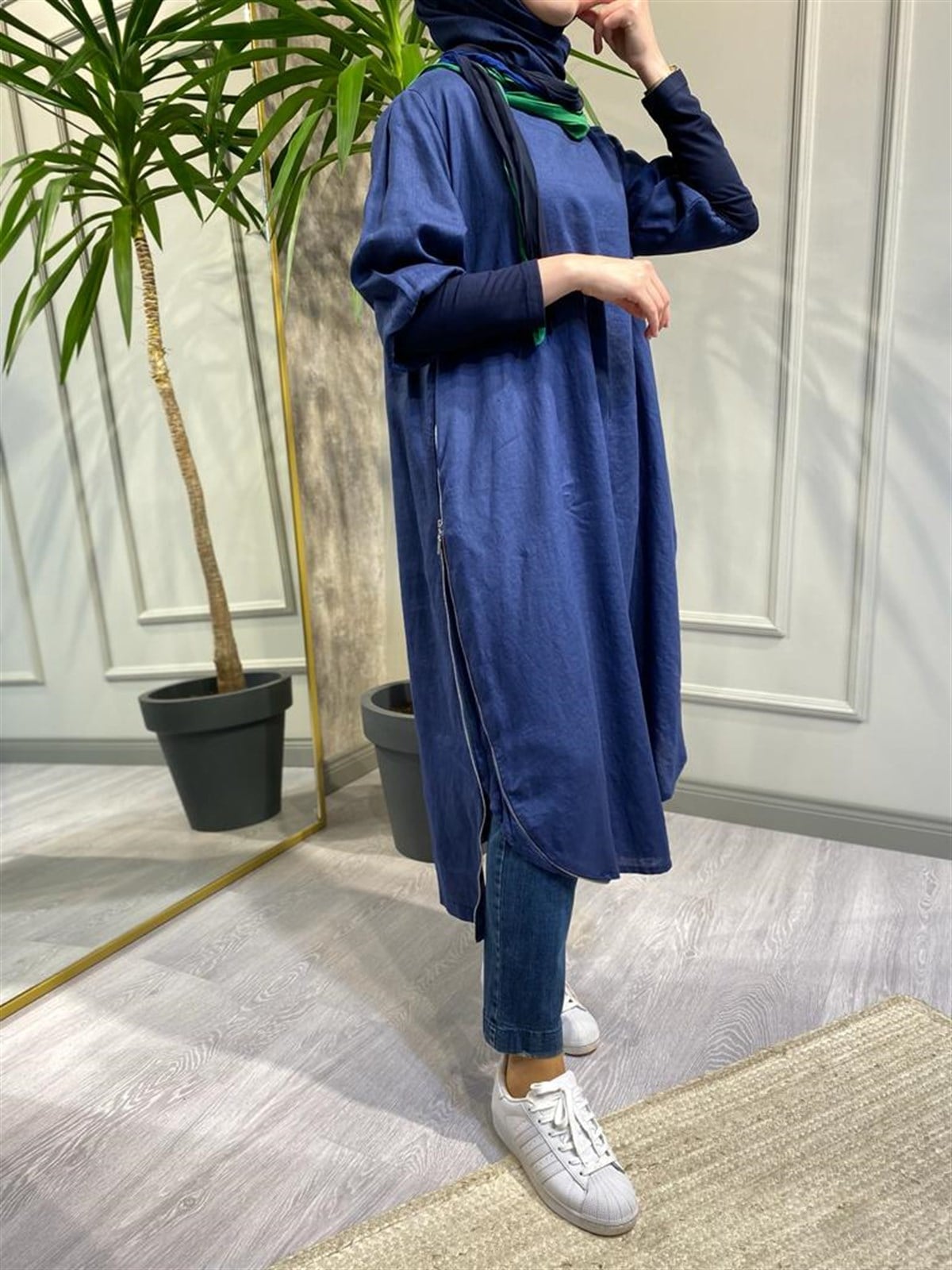 MissWhence Keten Tunik Lacivert 2332