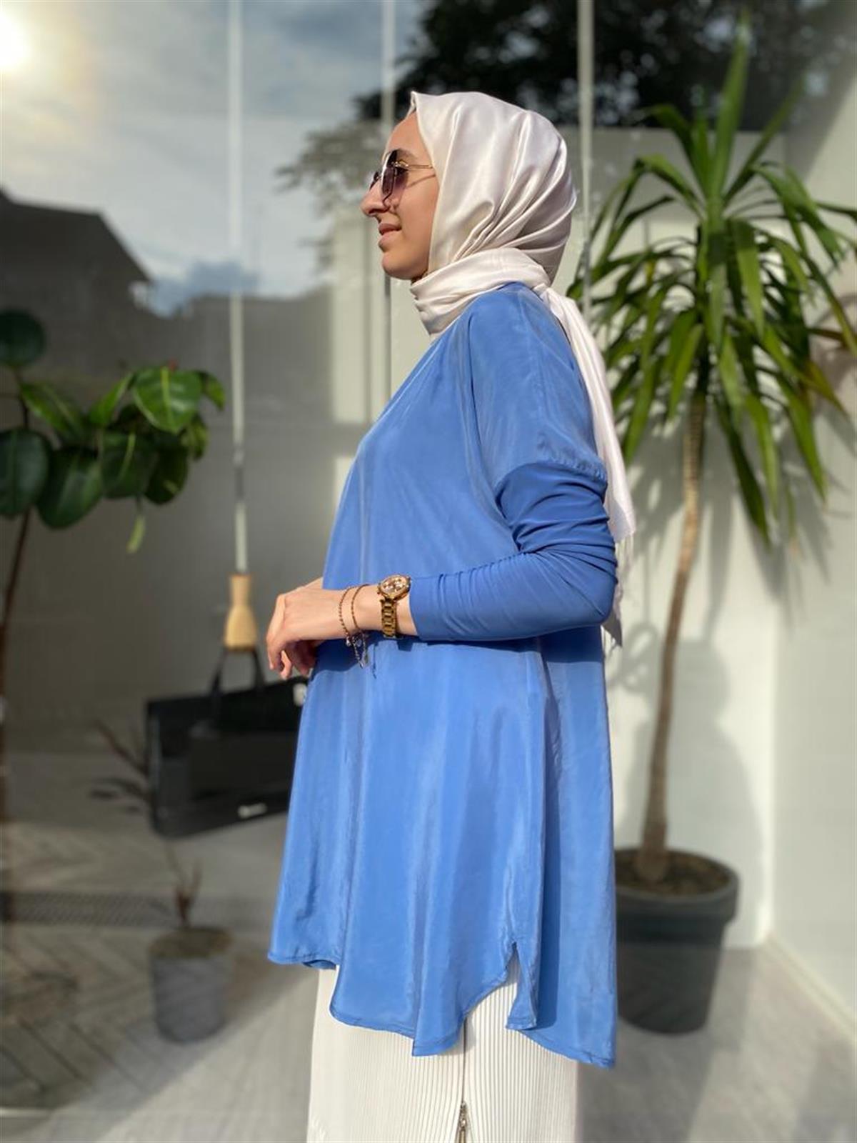 MISSWHENCE KISA İPEK MAVİ TUNİK 33012