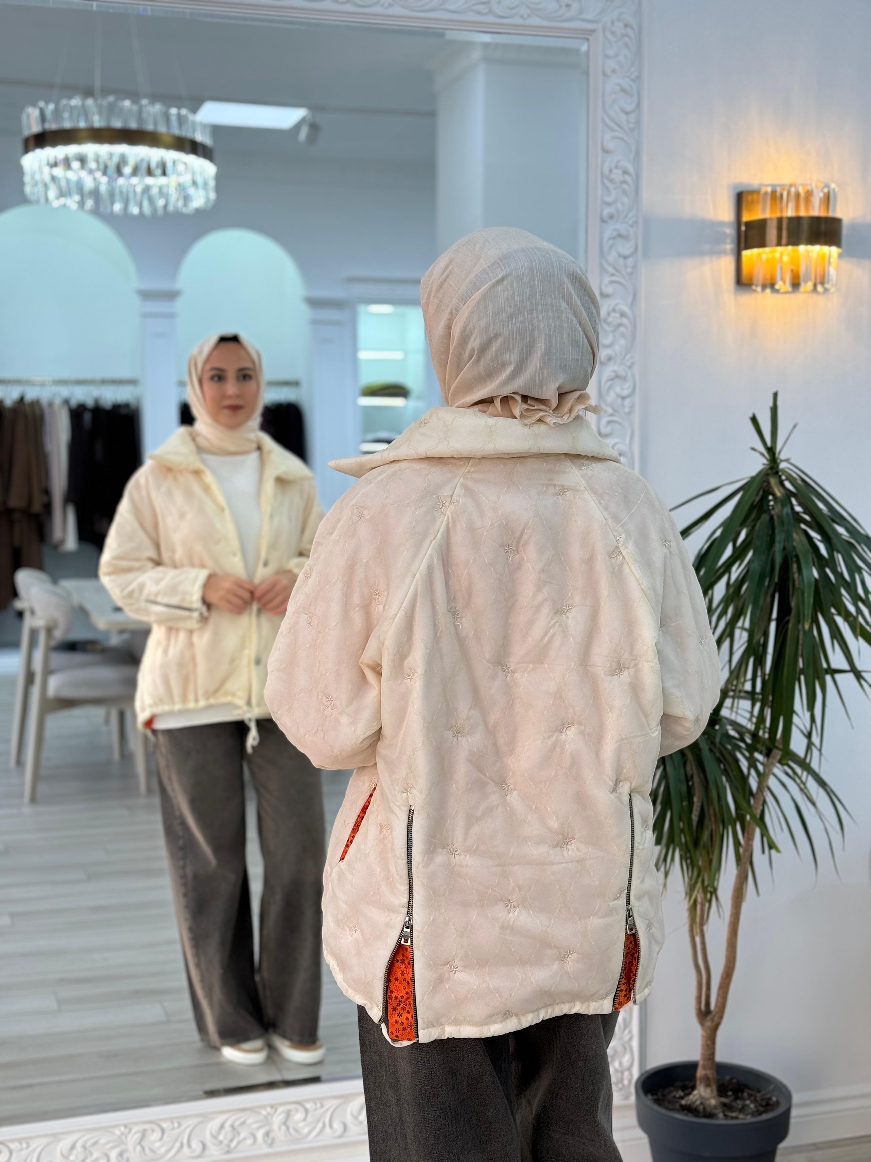 Misswhence Kısa Şişme Mont Ekru 36408
