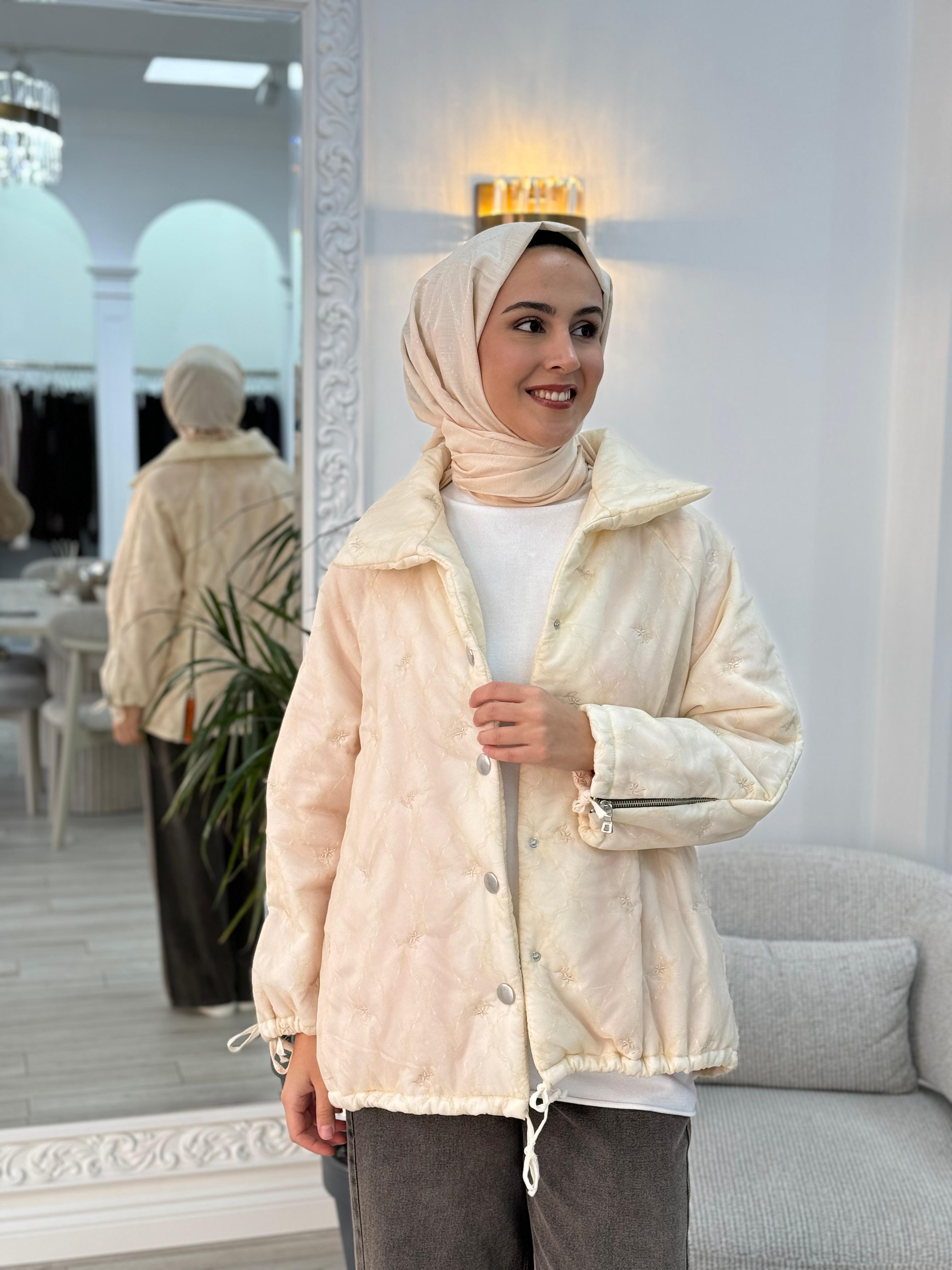 Misswhence Kısa Şişme Mont Ekru 36408