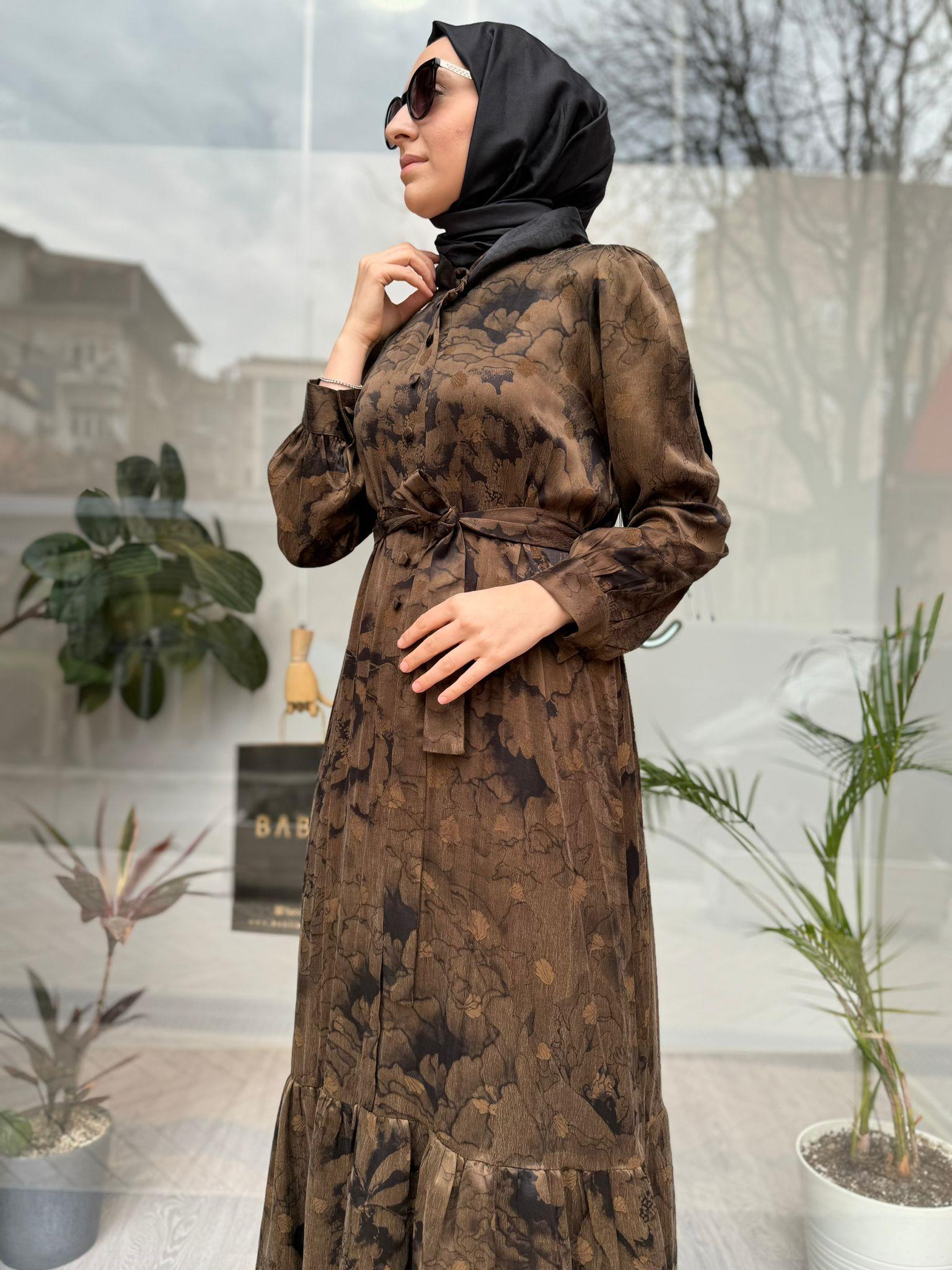 Misswhence Kol Manşetli İpek Elbise Orijinal Yeşil 34821