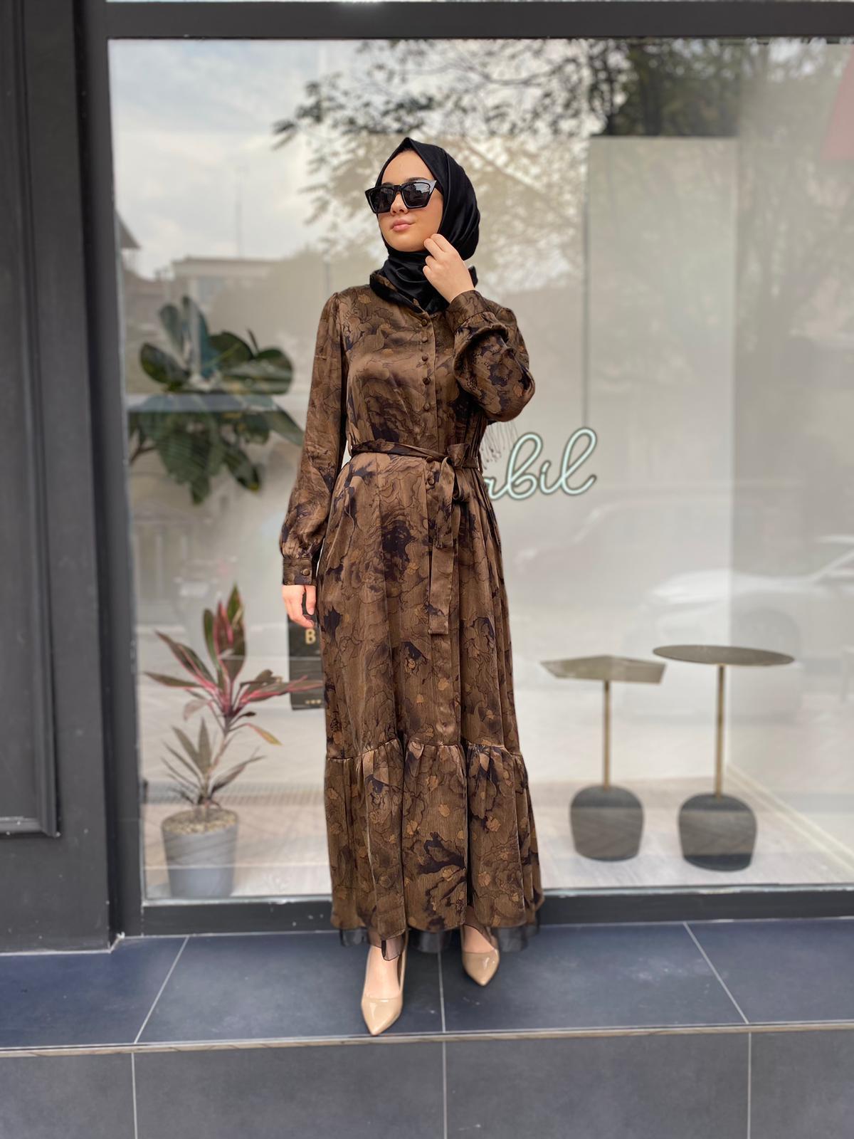 Misswhence Kol Manşetli İpek Elbise Orijinal Yeşil 34821