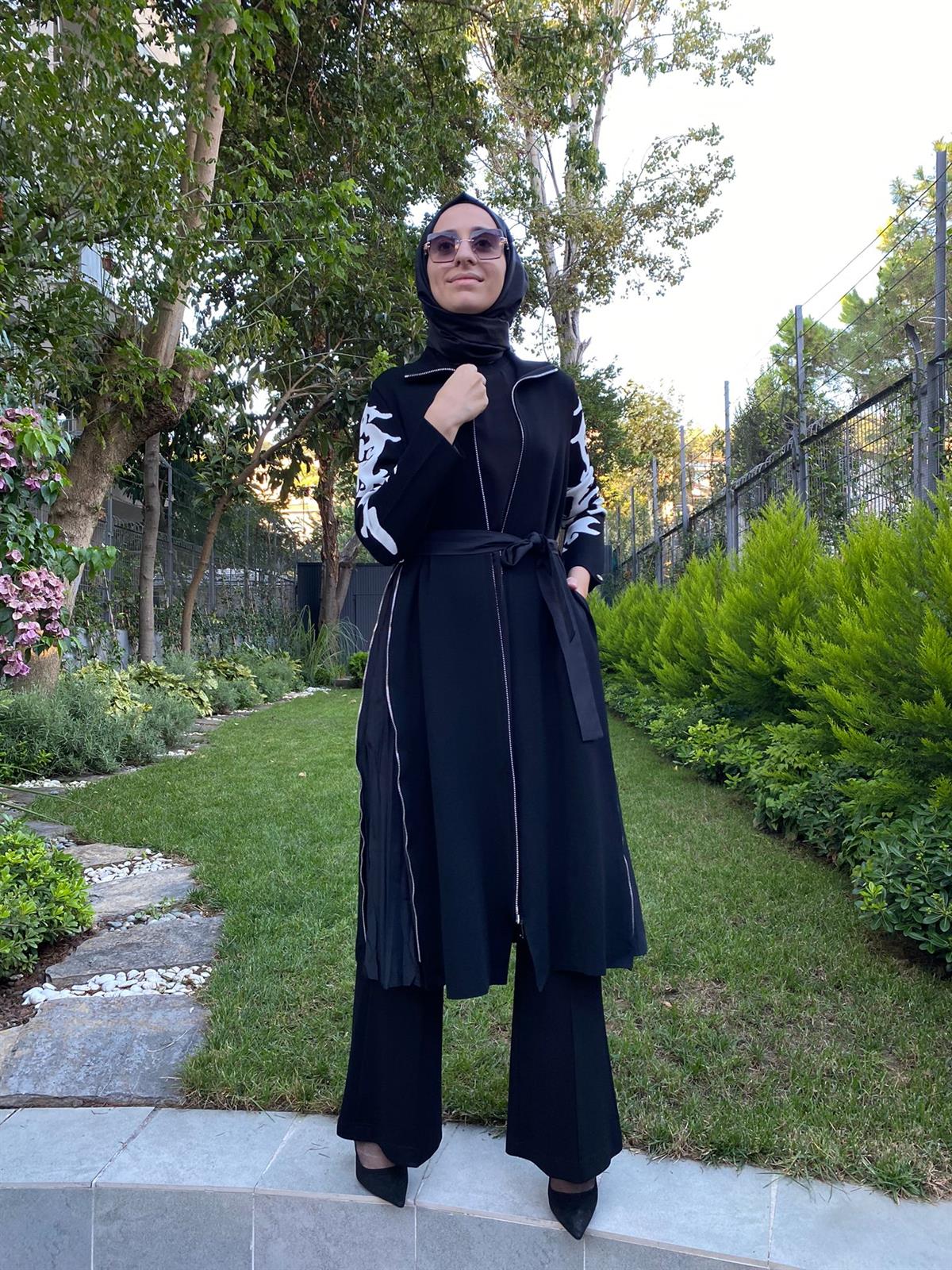 Misswhence Kolları Desenli Triko Kap Siyah Miss-233