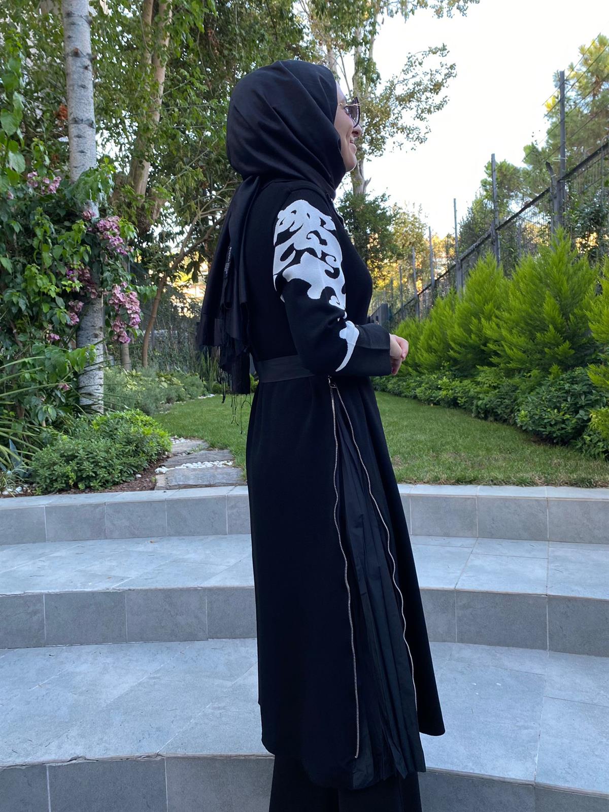Misswhence Kolları Desenli Triko Kap Siyah Miss-233